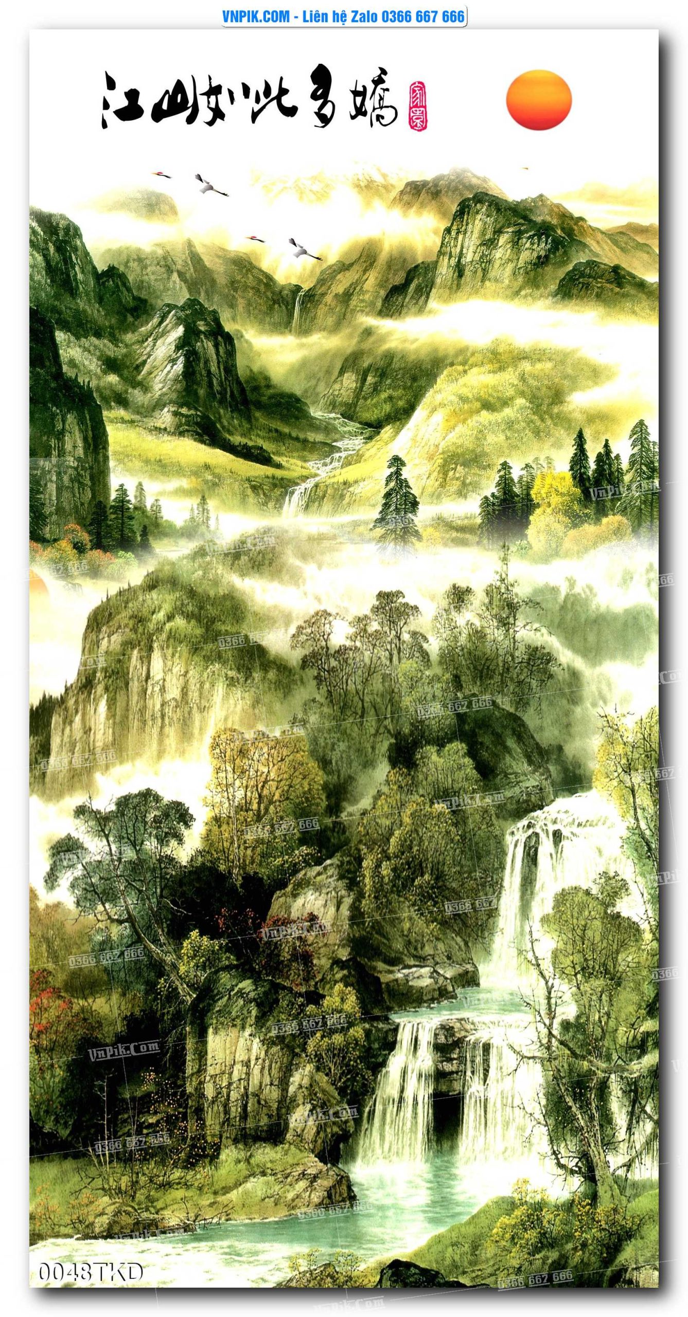 Tranh Khổ Dọc – Tranh Thác Nước – Tranh Phong Cảnh Đẹp – Tranh Treo Tường – Mã file 0048TKD