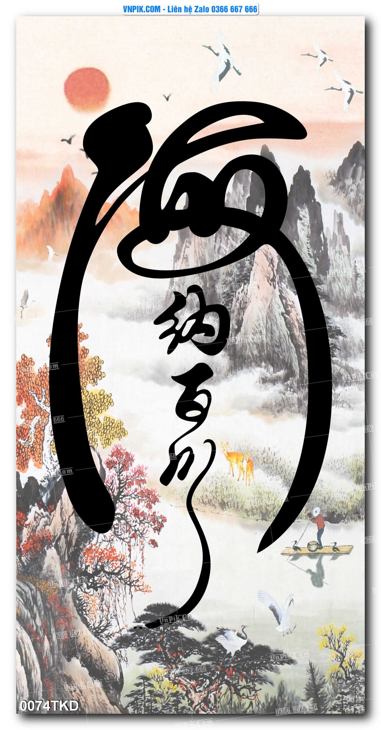 Tranh Khổ Dọc – Tranh Thác Nước – Tranh Phong Cảnh Đẹp – Tranh Treo Tường – Mã file 0074TKD