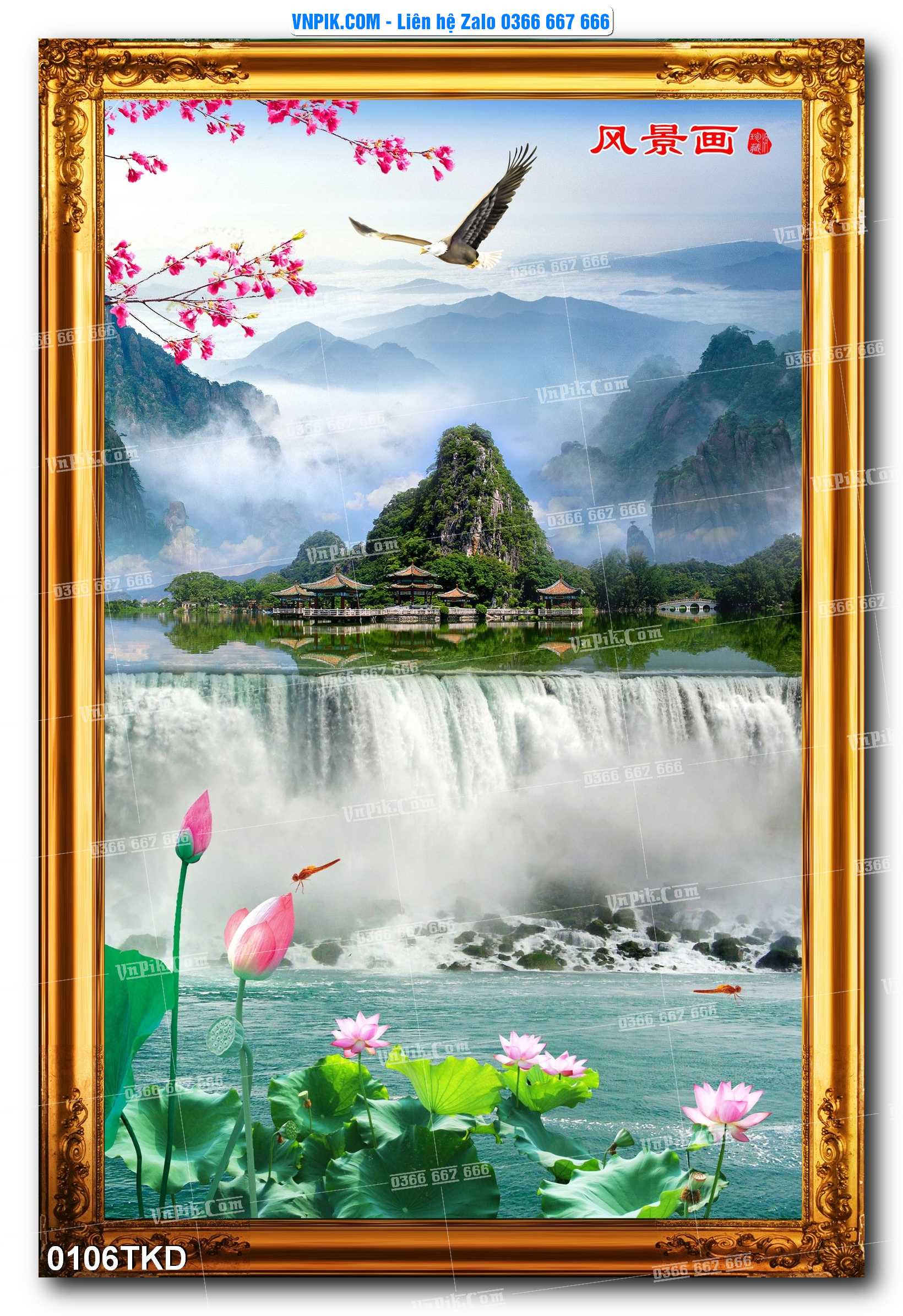 Tranh Khổ Dọc – Tranh Thác Nước – Tranh Phong Cảnh Đẹp – Tranh Treo Tường – Mã file 0106TKD