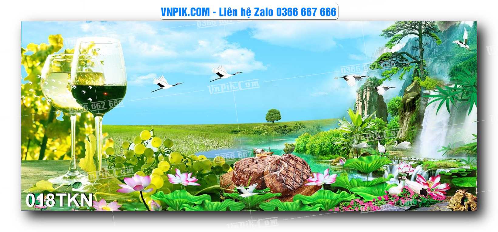 File PSD Vector Tranh Khổ Ngang – Tranh Thác Nước – Tranh Phong Cảnh Đẹp – Mã file 018TKN
