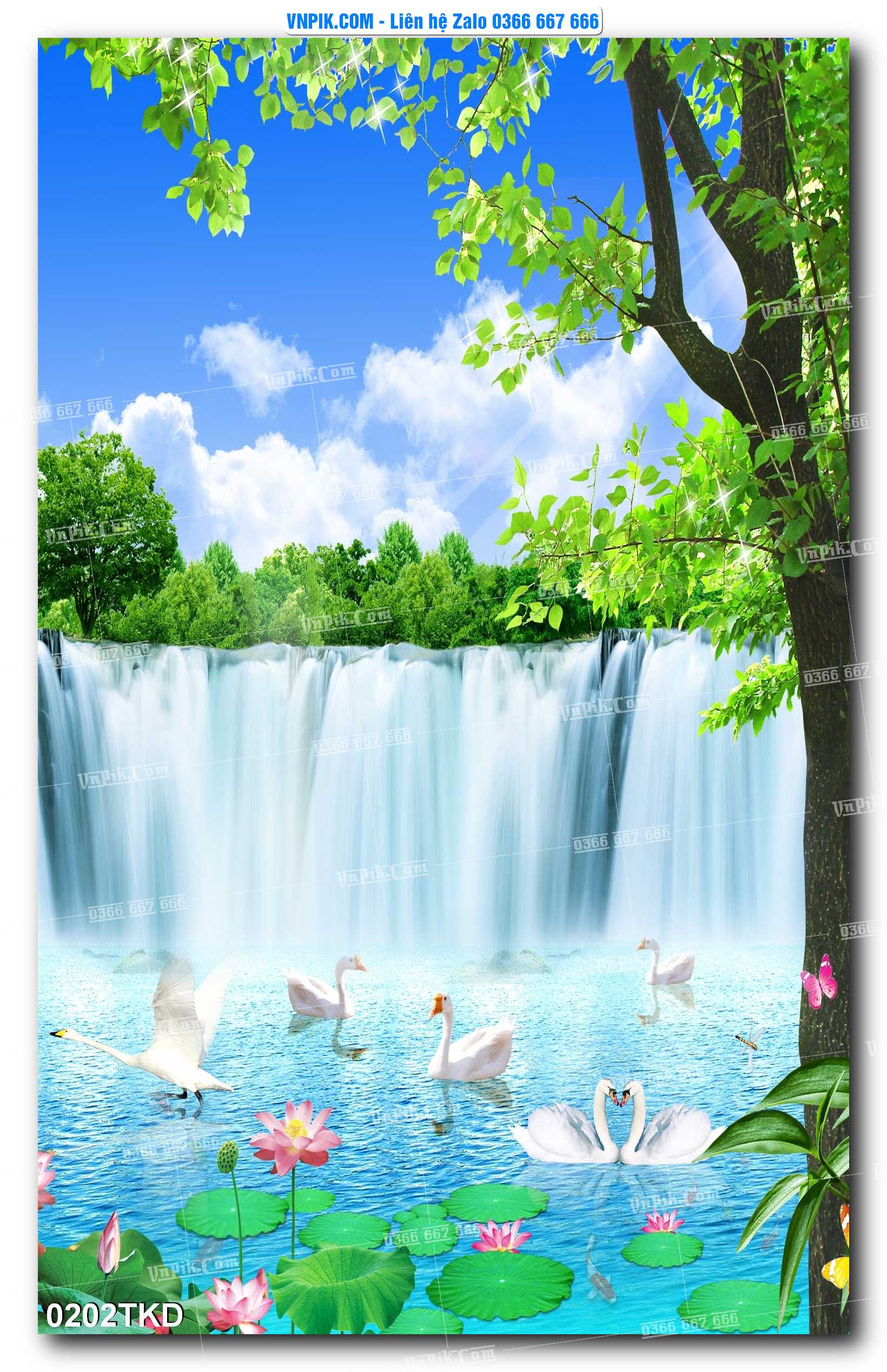 Tranh Khổ Dọc – Tranh Thác Nước – Tranh Phong Cảnh Đẹp – Tranh Treo Tường – Mã file 0202TKD