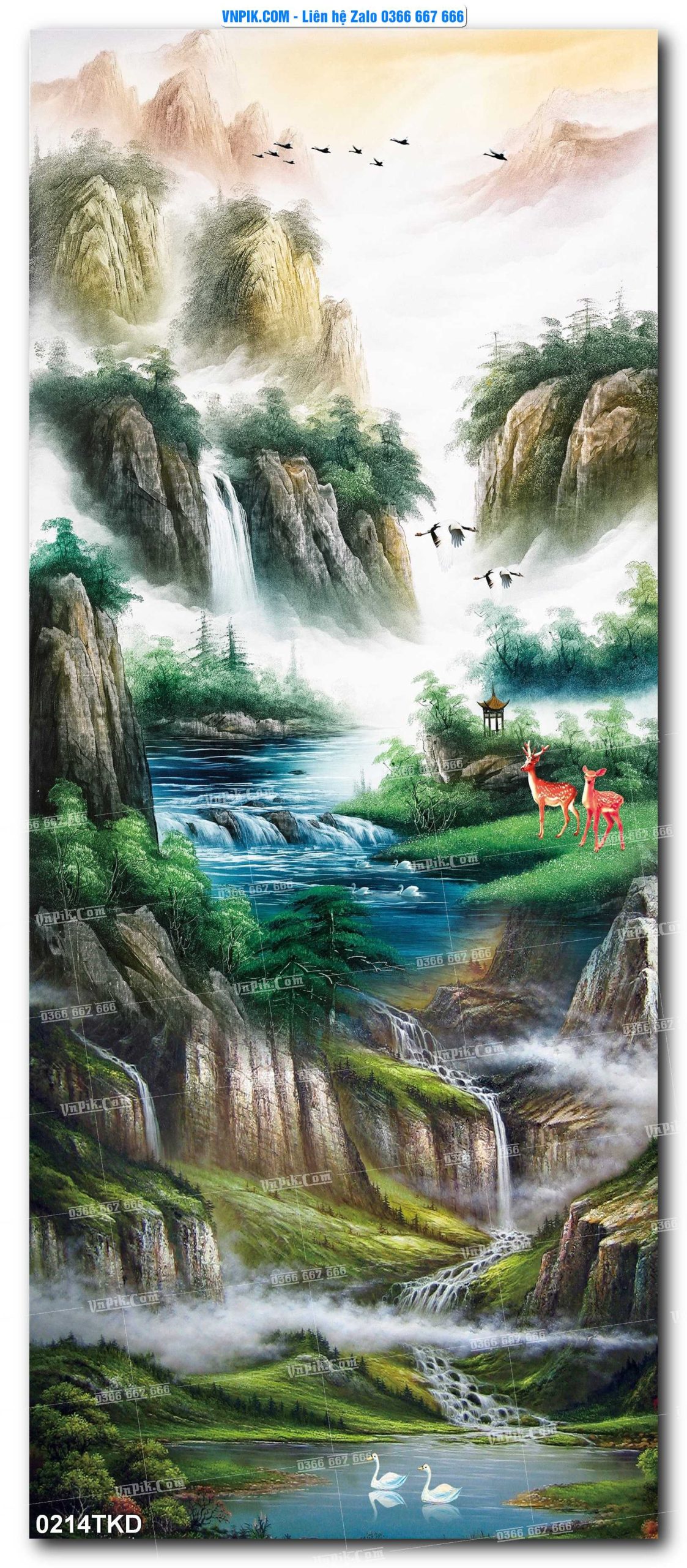 Tranh Khổ Dọc – Tranh Thác Nước – Tranh Phong Cảnh Đẹp – Tranh Treo Tường – Mã file 0214TKD