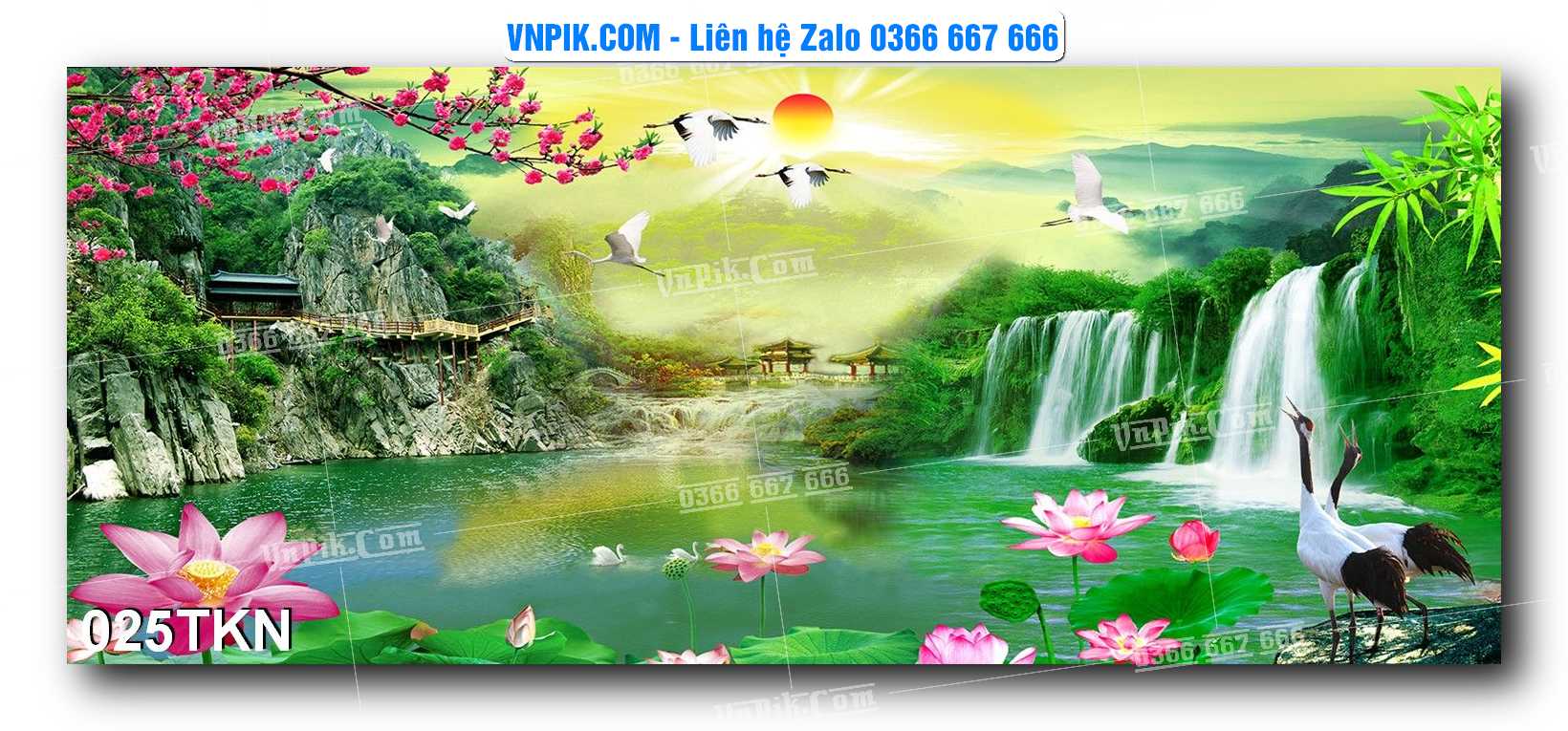 File PSD Vector Tranh Khổ Ngang – Tranh Thác Nước – Tranh Phong Cảnh Đẹp – Mã file 025TKN