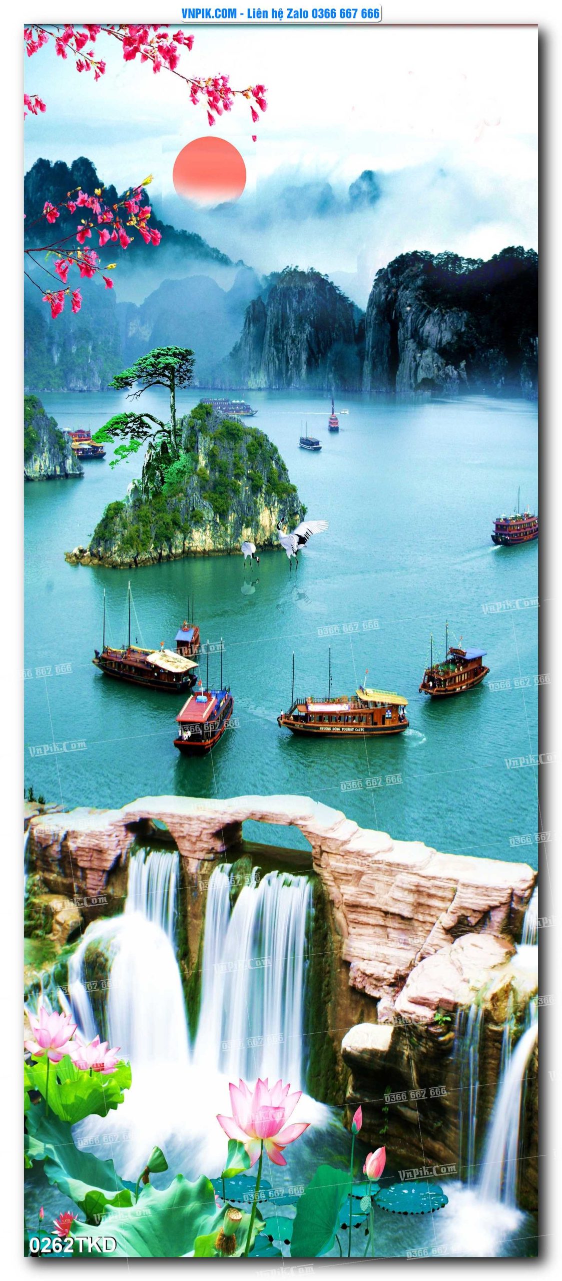 Tranh Khổ Dọc – Tranh Thác Nước – Tranh Phong Cảnh Đẹp – Tranh Treo Tường – Mã file 0262TKD
