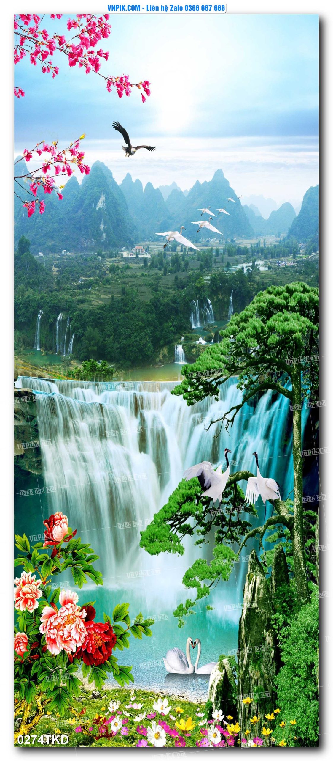 Tranh Khổ Dọc – Tranh Thác Nước – Tranh Phong Cảnh Đẹp – Tranh Treo Tường – Mã file 0274TKD