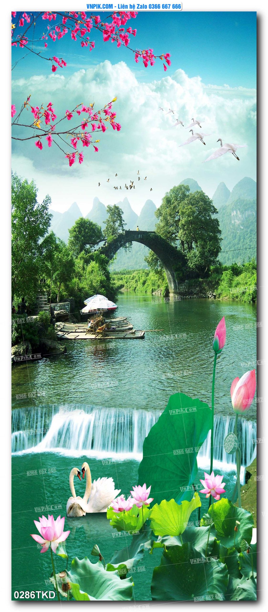 Tranh Khổ Dọc – Tranh Thác Nước – Tranh Phong Cảnh Đẹp – Tranh Treo Tường – Mã file 0286TKD
