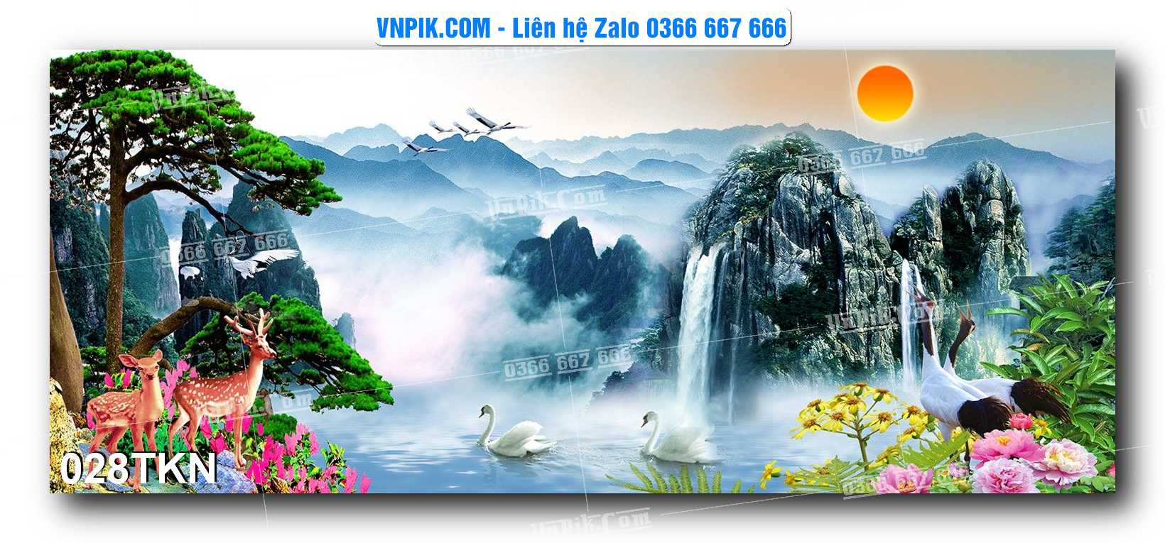 File PSD Vector Tranh Khổ Ngang – Tranh Thác Nước – Tranh Phong Cảnh Đẹp – Mã file 028TKN