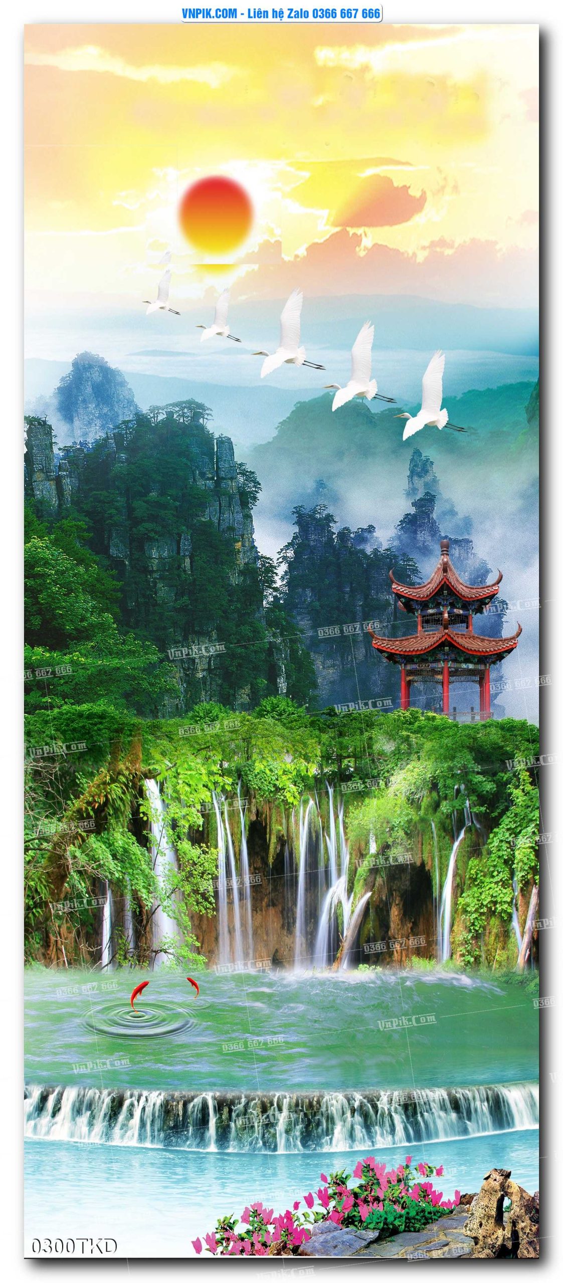 Tranh Khổ Dọc – Tranh Thác Nước – Tranh Phong Cảnh Đẹp – Tranh Treo Tường – Mã file 0300TKD