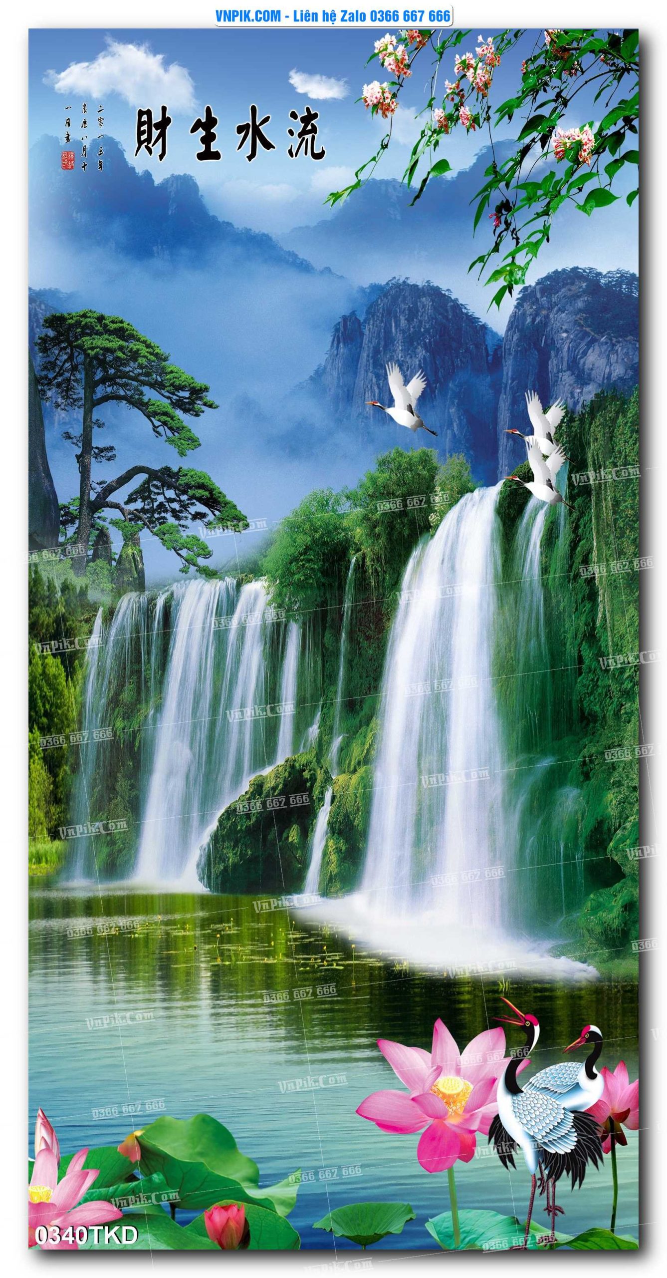 Tranh Khổ Dọc – Tranh Thác Nước – Tranh Phong Cảnh Đẹp – Tranh Treo Tường – Mã file 0340TKD