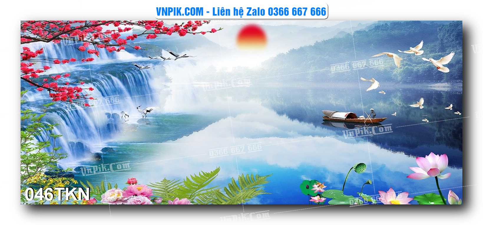 File PSD Vector Tranh Khổ Ngang – Tranh Thác Nước – Tranh Phong Cảnh Đẹp – Mã file 046TKN