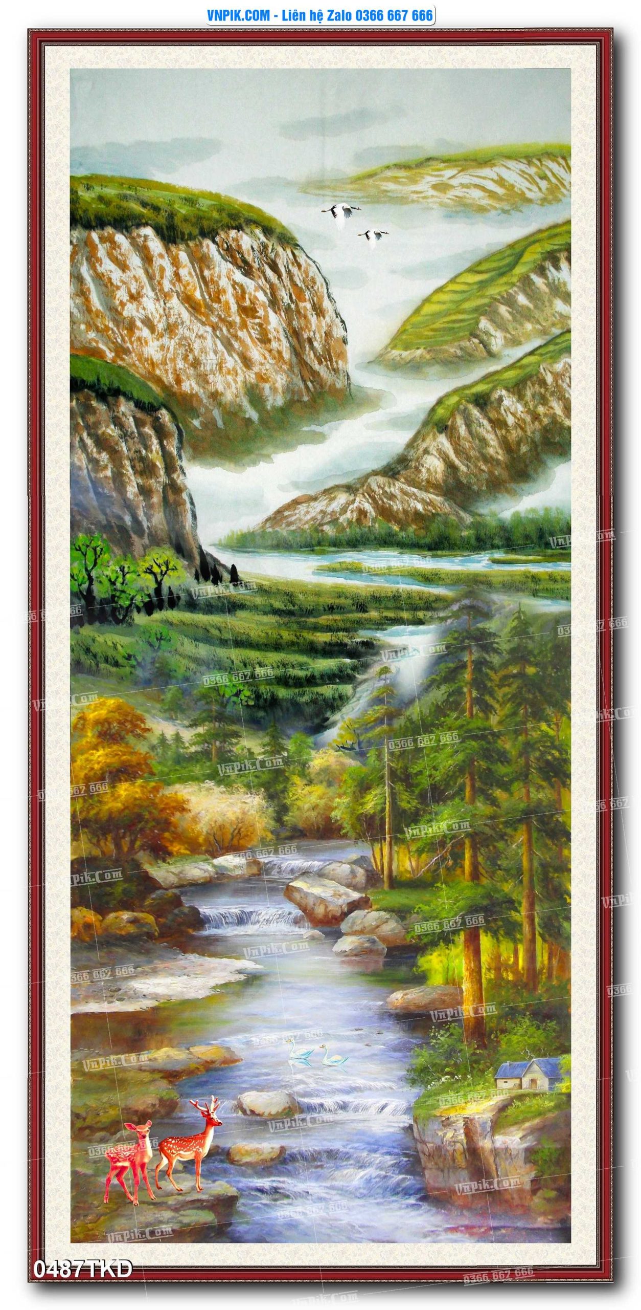 Tranh Khổ Dọc – Tranh Thác Nước – Tranh Phong Cảnh Đẹp – Tranh Treo Tường – Mã file 0487TKD