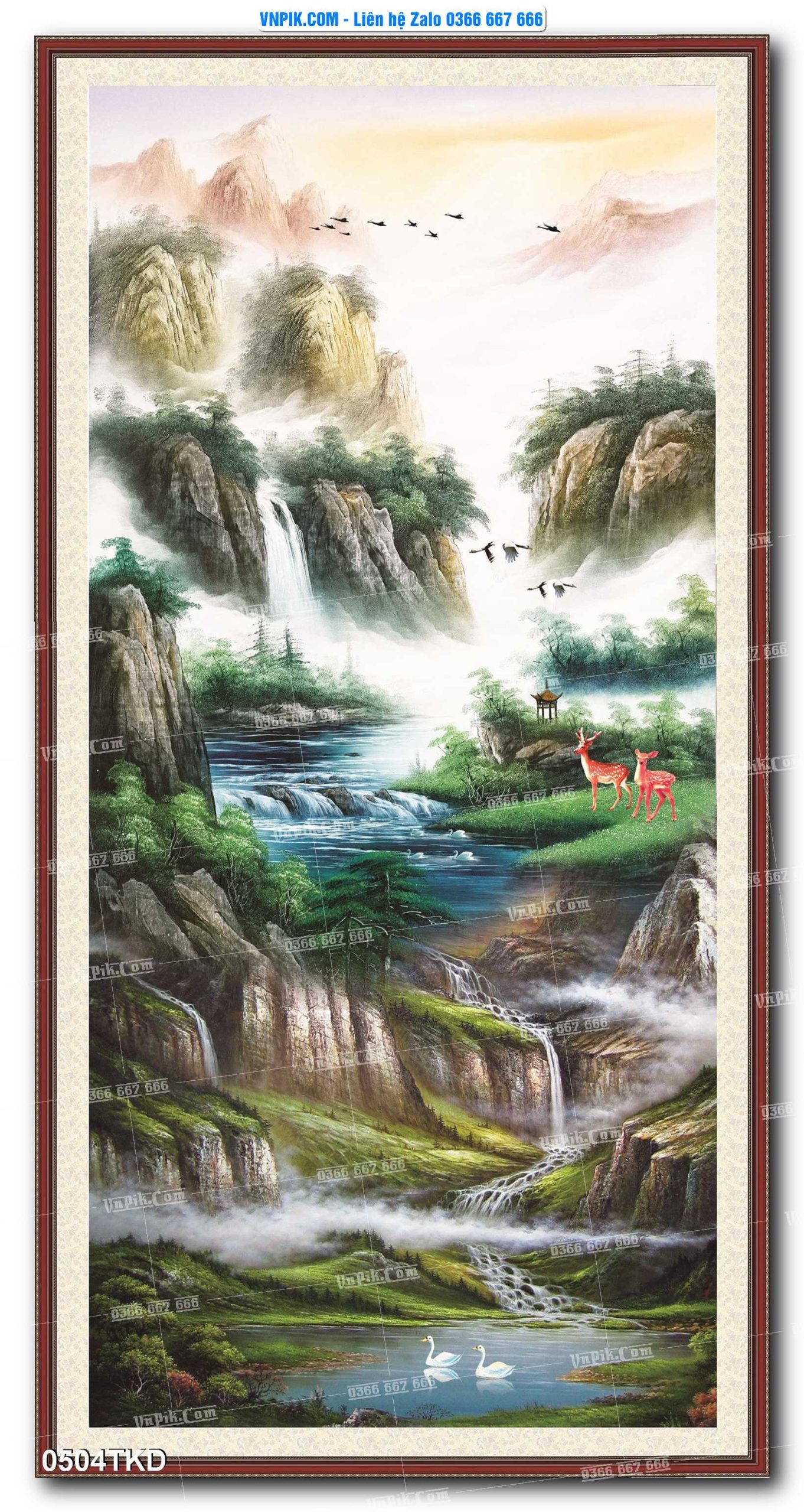 Tranh Khổ Dọc – Tranh Thác Nước – Tranh Phong Cảnh Đẹp – Tranh Treo Tường – Mã file 0504TKD