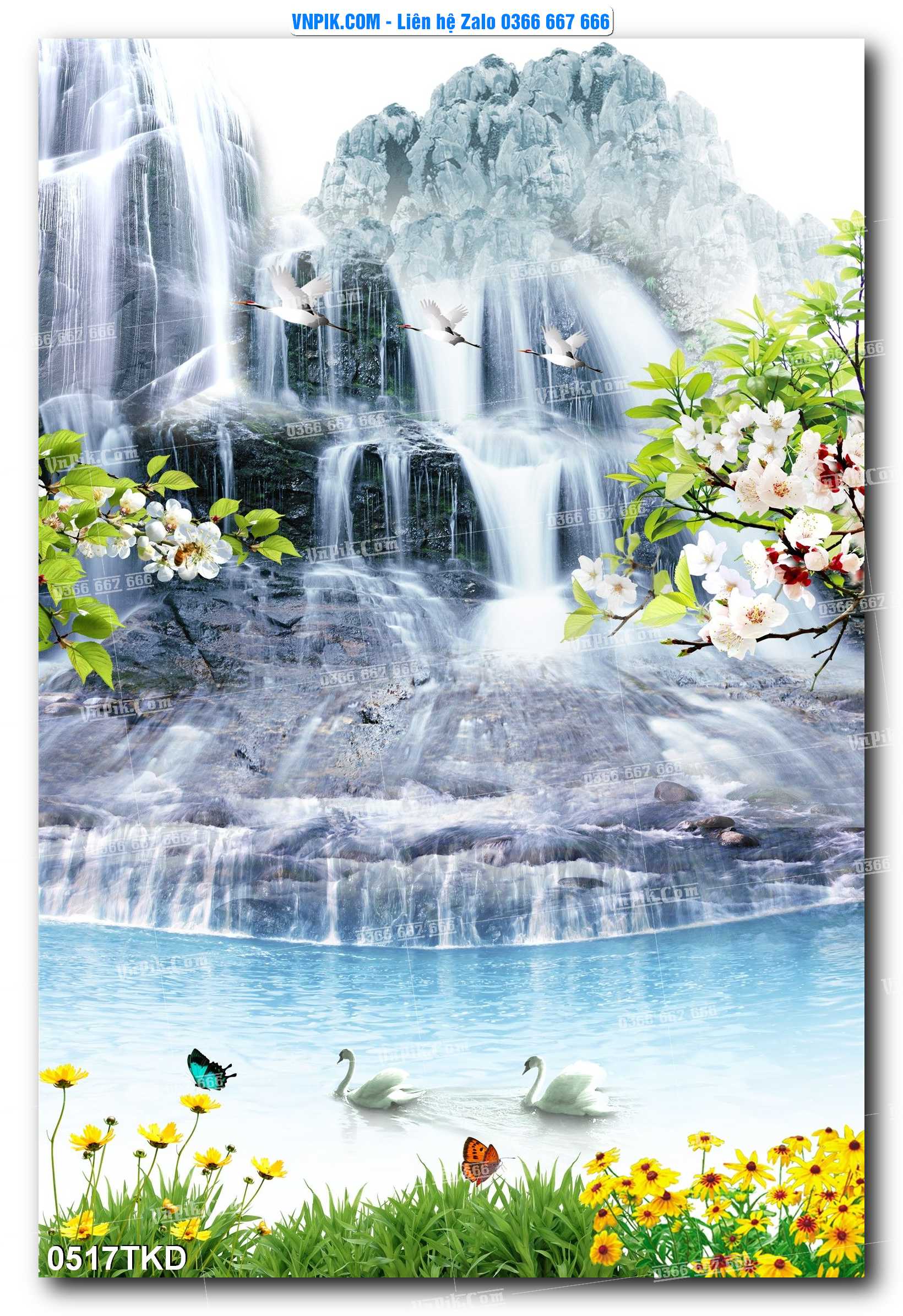 Tranh Khổ Dọc – Tranh Thác Nước – Tranh Phong Cảnh Đẹp – Tranh Treo Tường – Mã file 0517TKD