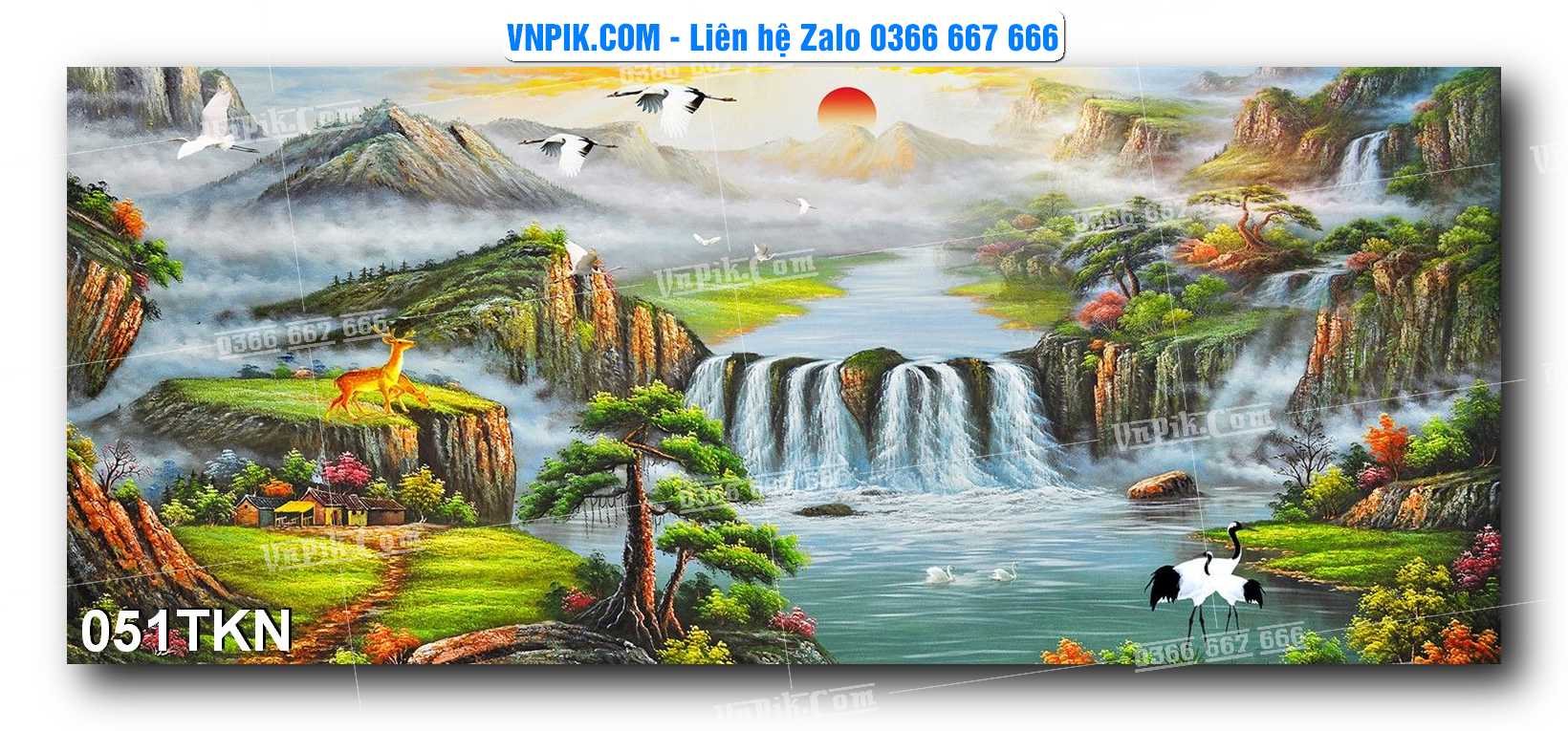File PSD Vector Tranh Khổ Ngang – Tranh Thác Nước – Tranh Phong Cảnh Đẹp – Mã file 051TKN