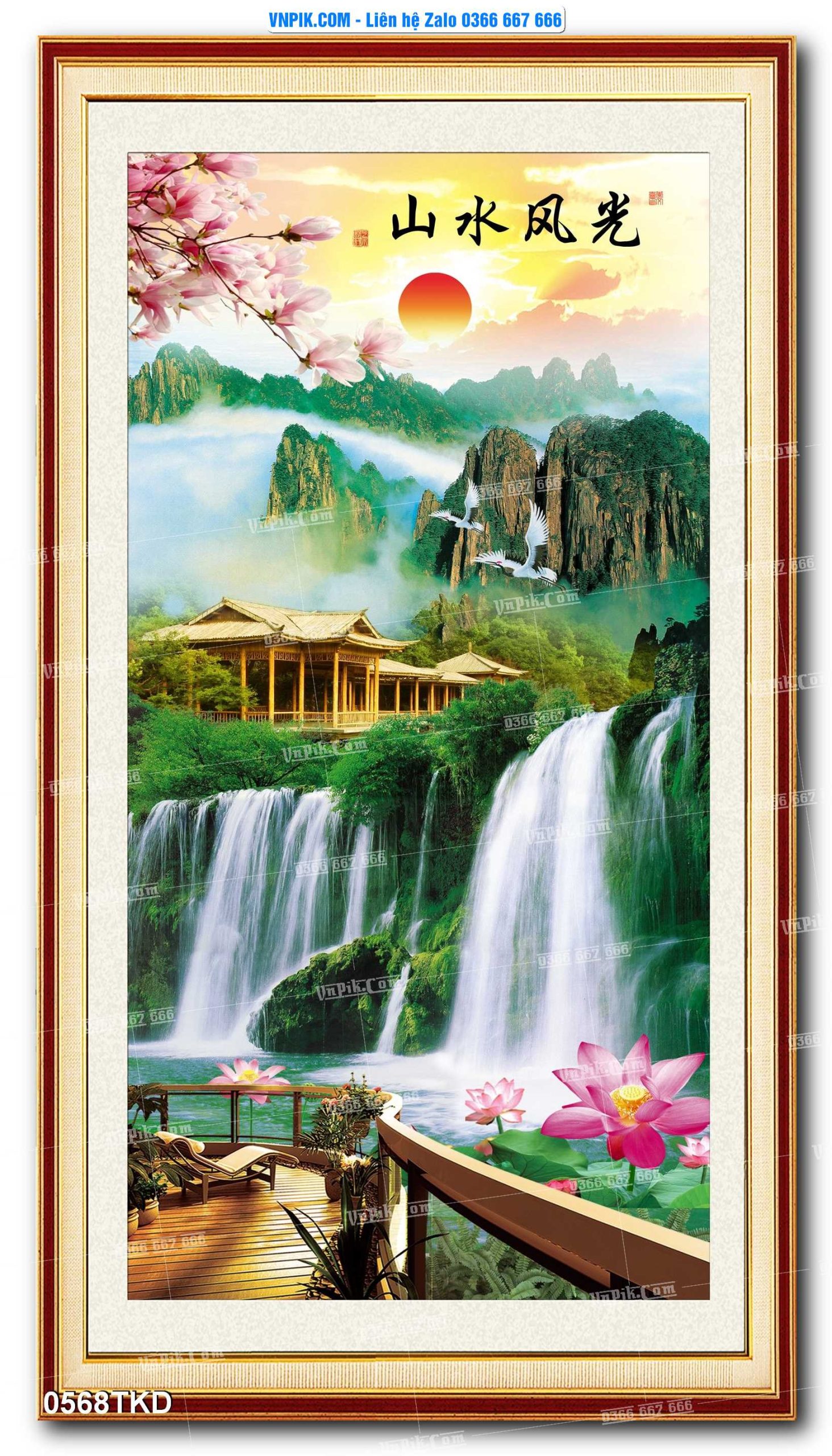 Tranh Khổ Dọc – Tranh Thác Nước – Tranh Phong Cảnh Đẹp – Tranh Treo Tường – Mã file 0568TKD