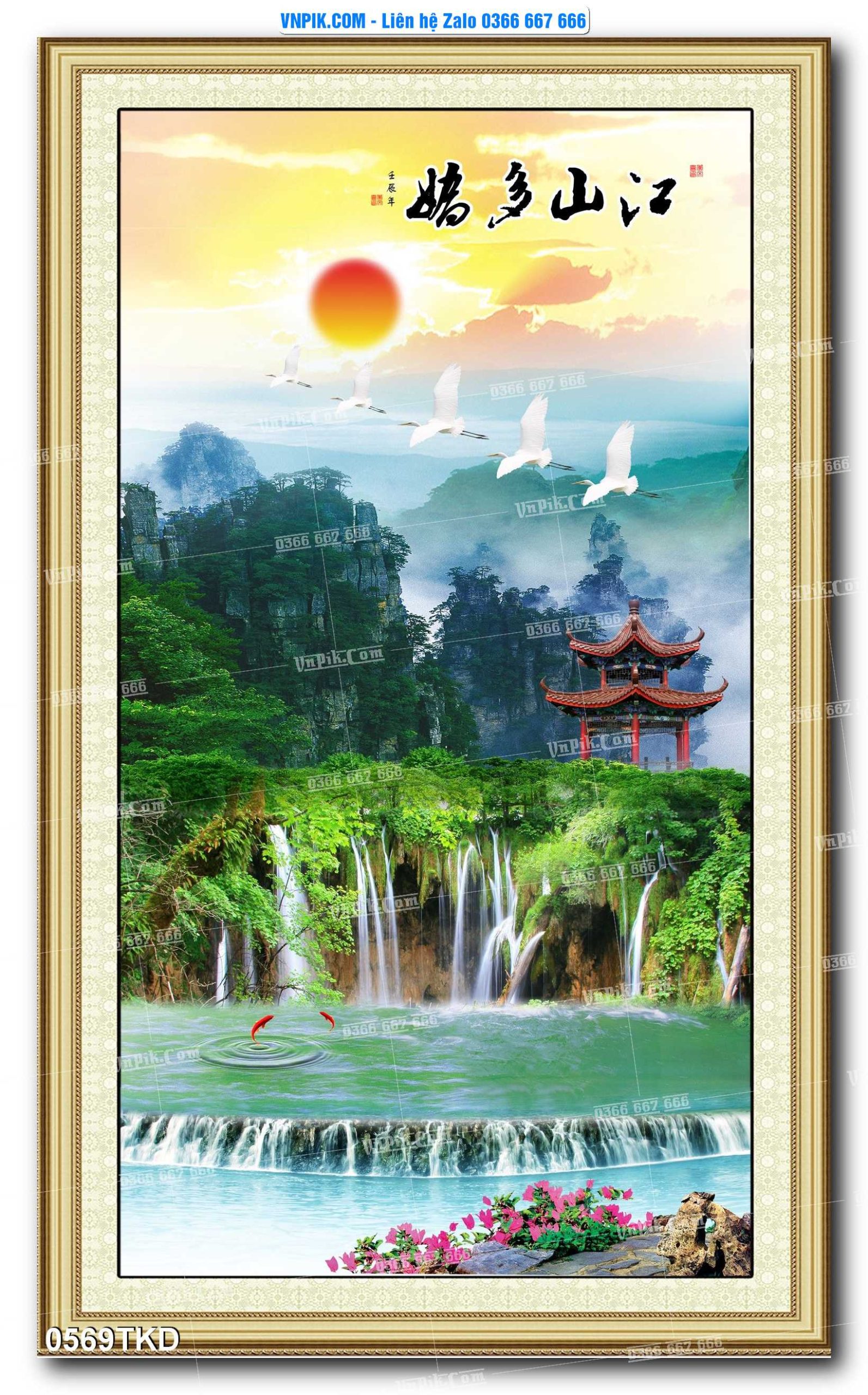 Tranh Khổ Dọc – Tranh Thác Nước – Tranh Phong Cảnh Đẹp – Tranh Treo Tường – Mã file 0569TKD