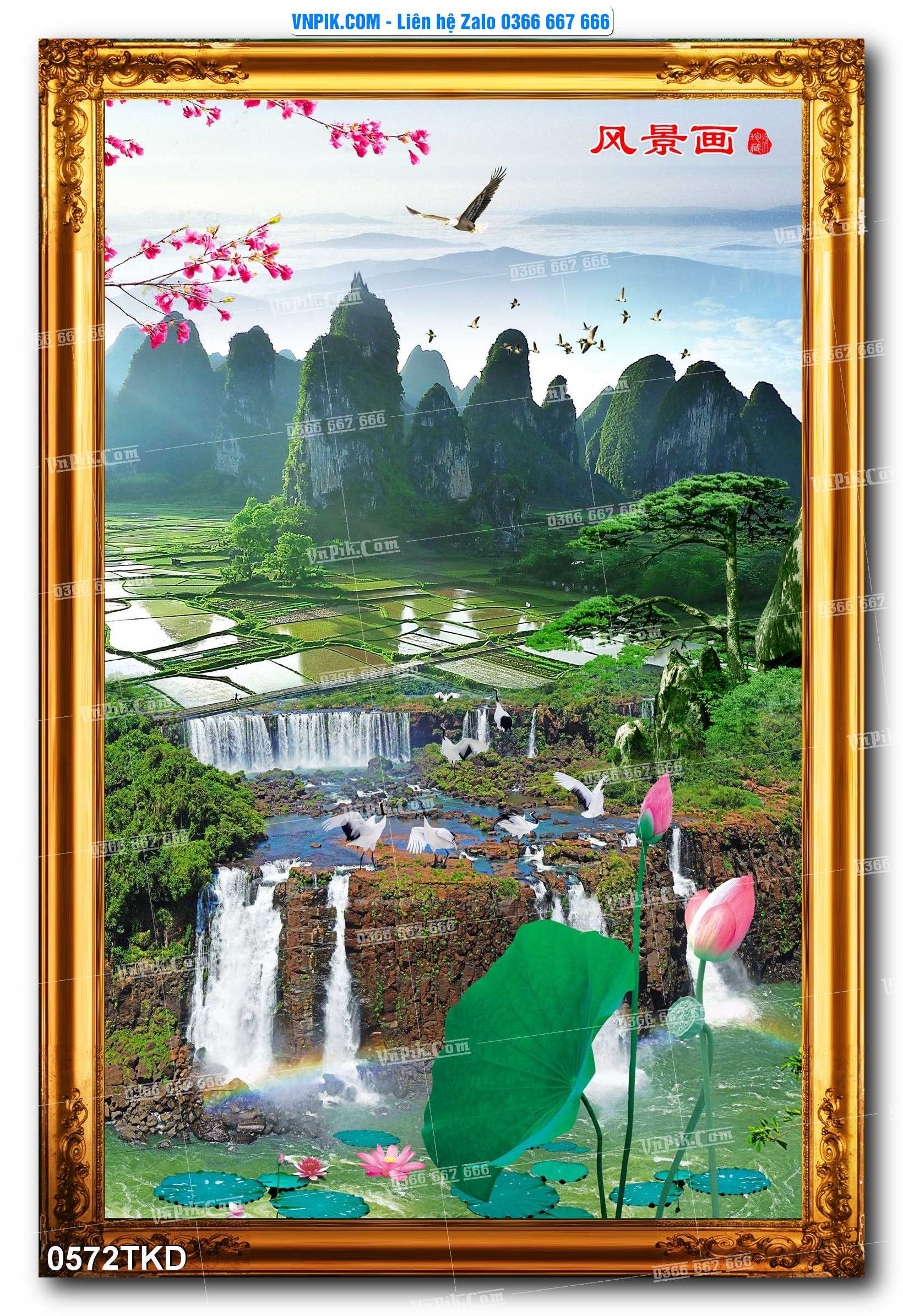 Tranh Khổ Dọc – Tranh Thác Nước – Tranh Phong Cảnh Đẹp – Tranh Treo Tường – Mã file 0572TKD