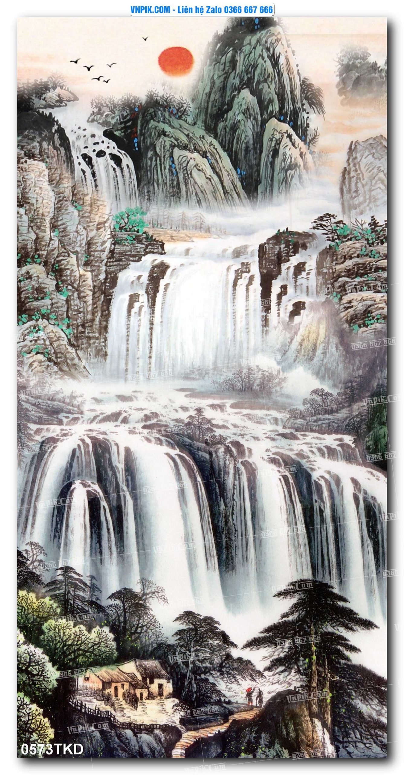 Tranh Khổ Dọc – Tranh Thác Nước – Tranh Phong Cảnh Đẹp – Tranh Treo Tường – Mã file 0573TKD
