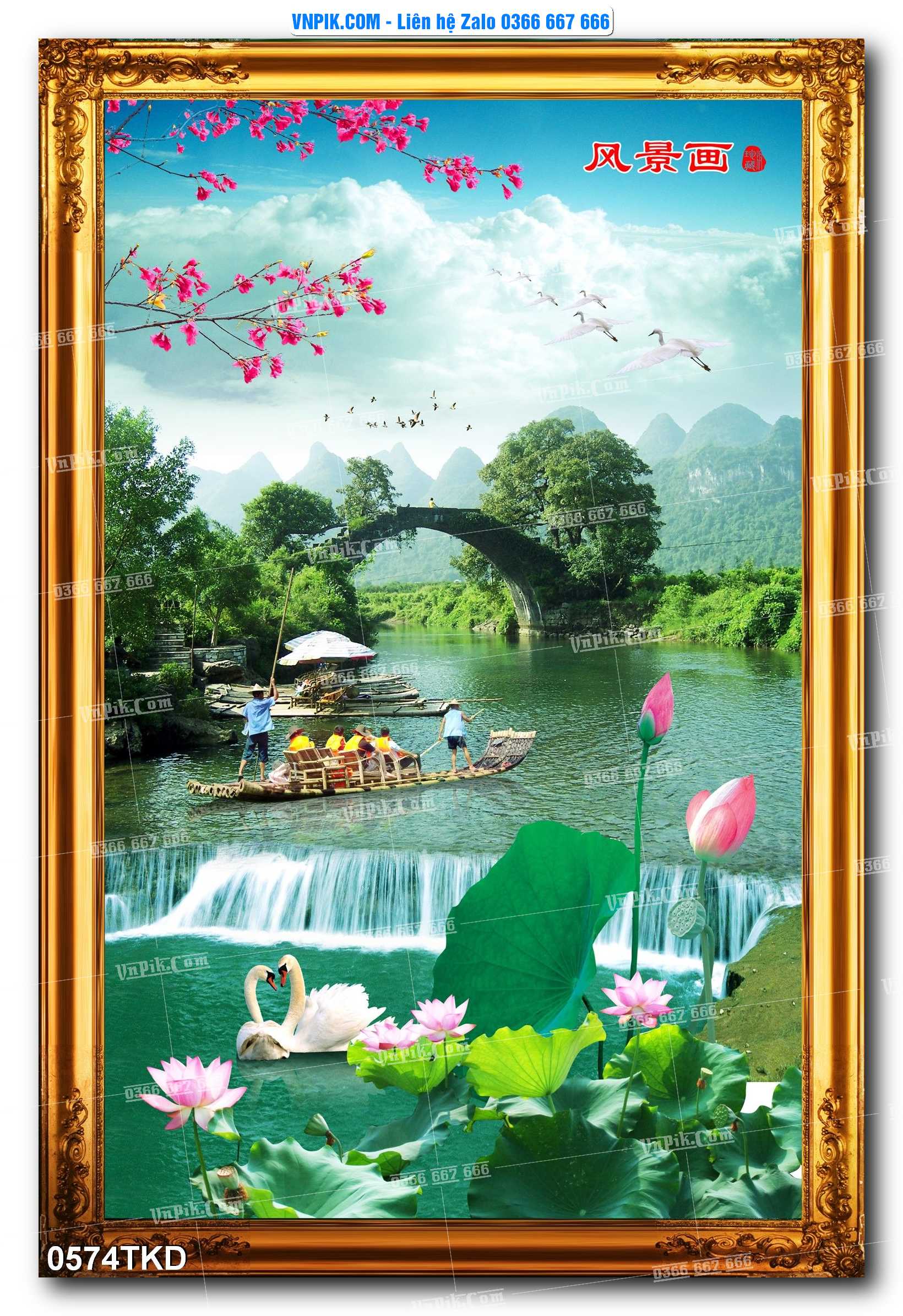 Tranh Khổ Dọc – Tranh Thác Nước – Tranh Phong Cảnh Đẹp – Tranh Treo Tường – Mã file 0574TKD