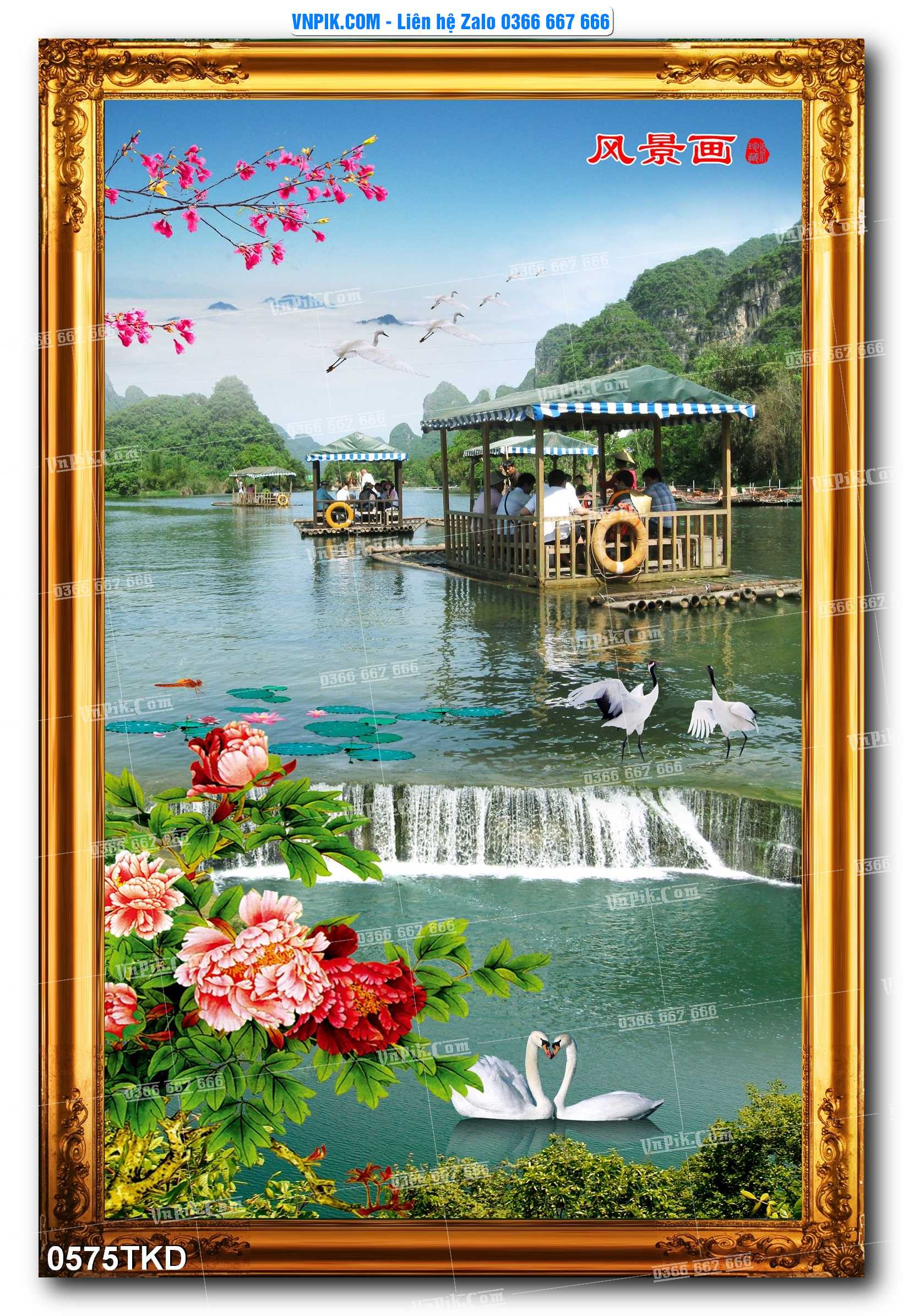 Tranh Khổ Dọc – Tranh Thác Nước – Tranh Phong Cảnh Đẹp – Tranh Treo Tường – Mã file 0575TKD