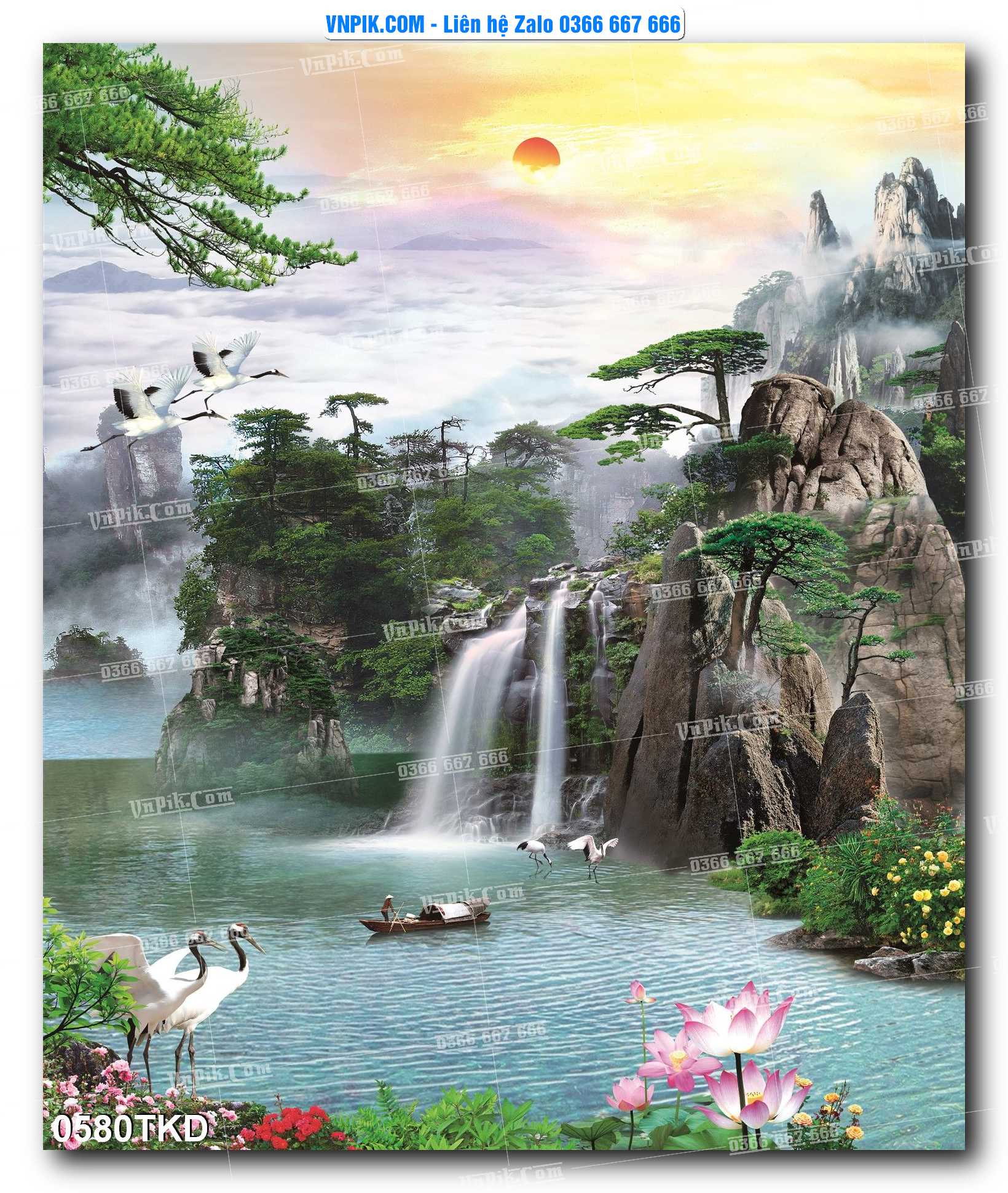 Tranh Khổ Dọc – Tranh Thác Nước – Tranh Phong Cảnh Đẹp – Tranh Treo Tường – Mã file 0580TKD
