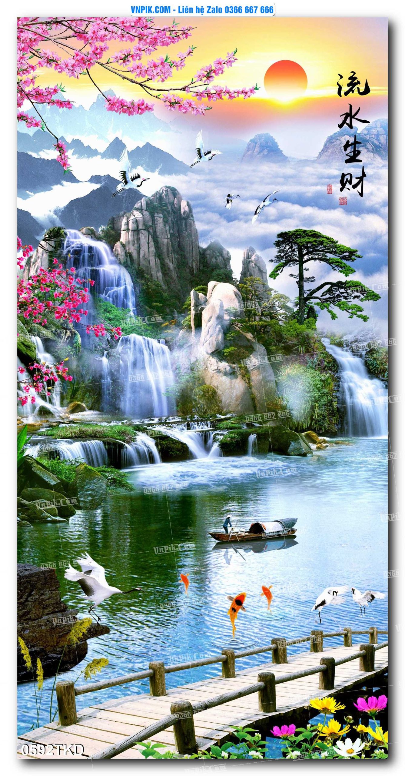 Tranh Khổ Dọc – Tranh Thác Nước – Tranh Phong Cảnh Đẹp – Tranh Treo Tường – Mã file 0592TKD