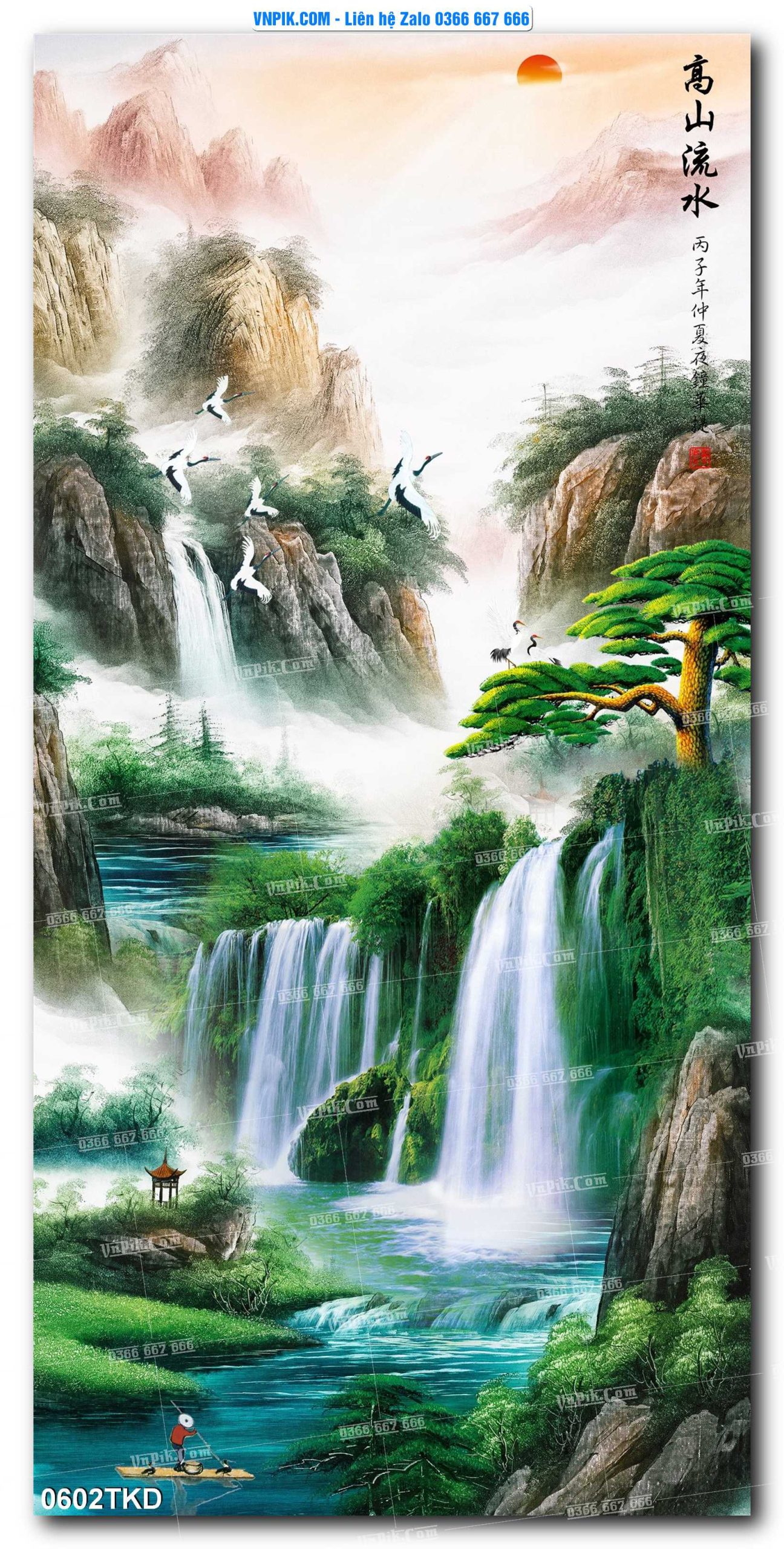 Tranh Khổ Dọc – Tranh Thác Nước – Tranh Phong Cảnh Đẹp – Tranh Treo Tường – Mã file 0602TKD