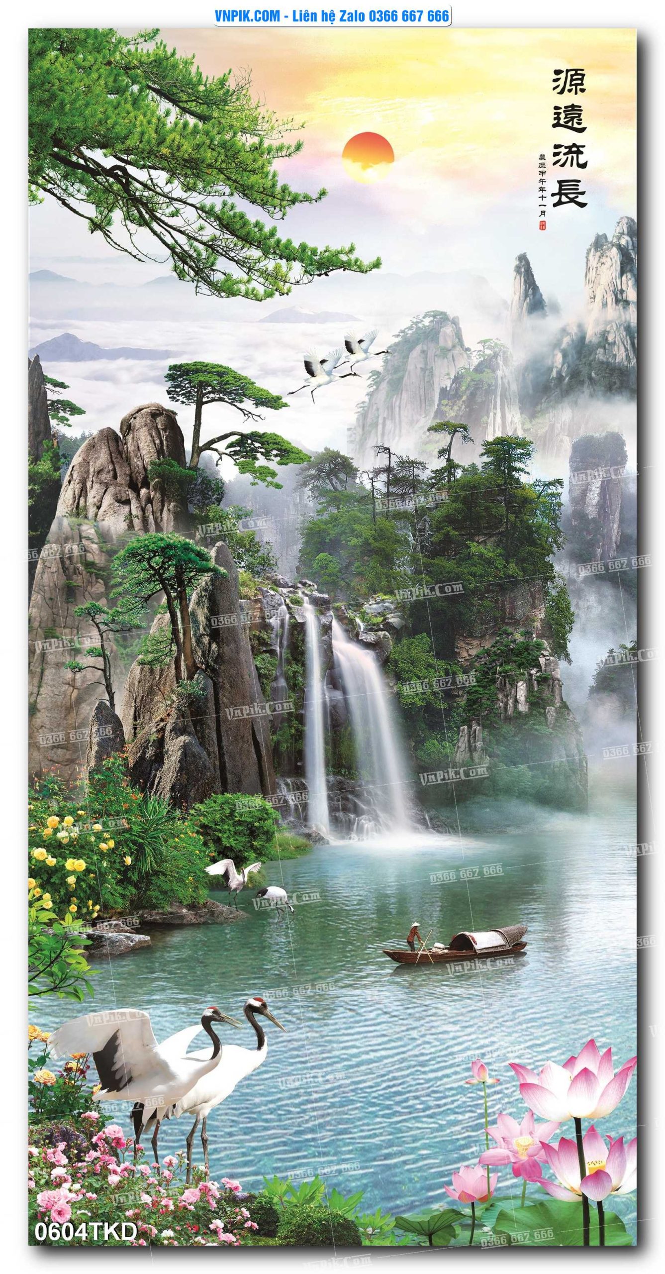 Tranh Khổ Dọc – Tranh Thác Nước – Tranh Phong Cảnh Đẹp – Tranh Treo Tường – Mã file 0604TKD