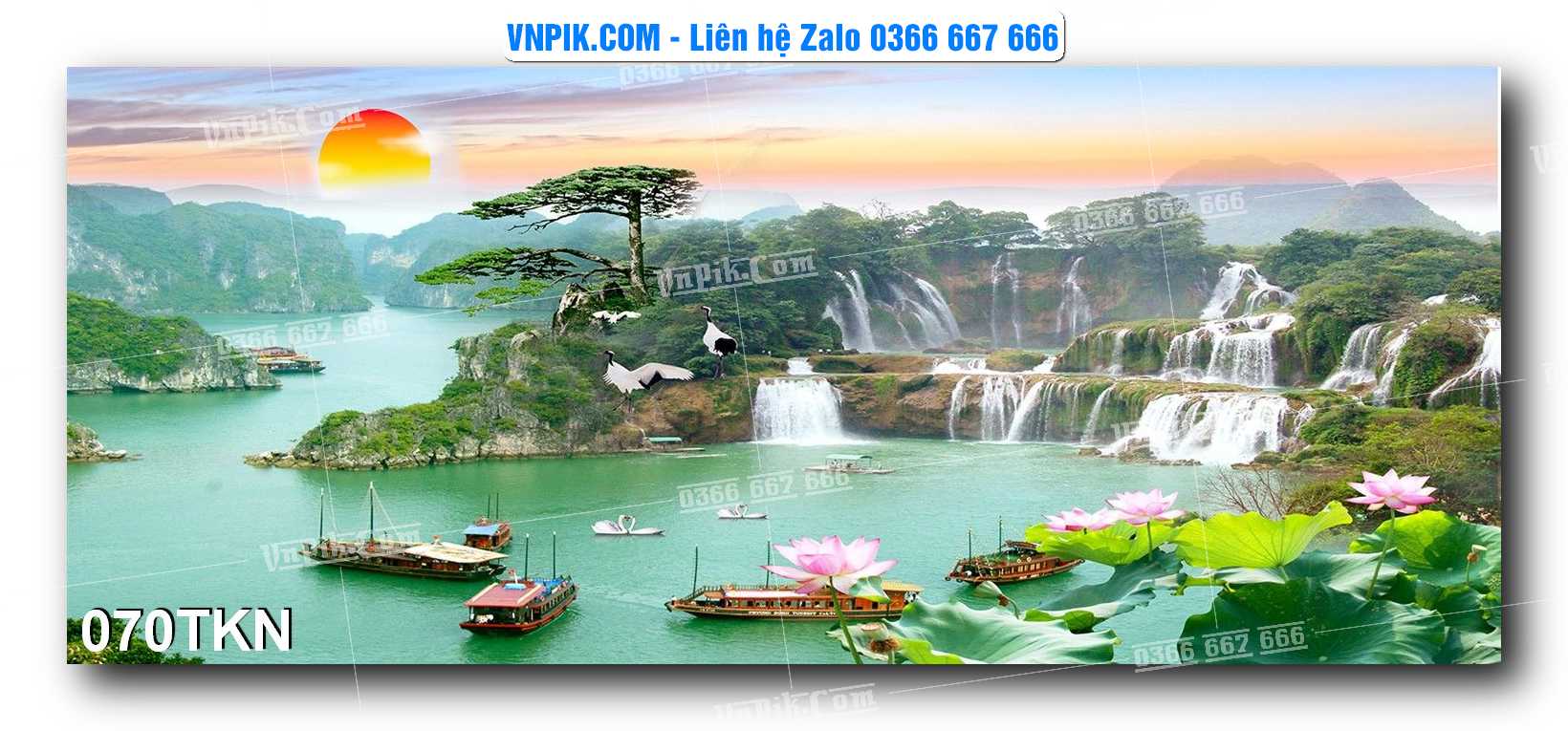 File PSD Vector Tranh Khổ Ngang – Tranh Thác Nước – Tranh Phong Cảnh Đẹp – Mã file 070TKN