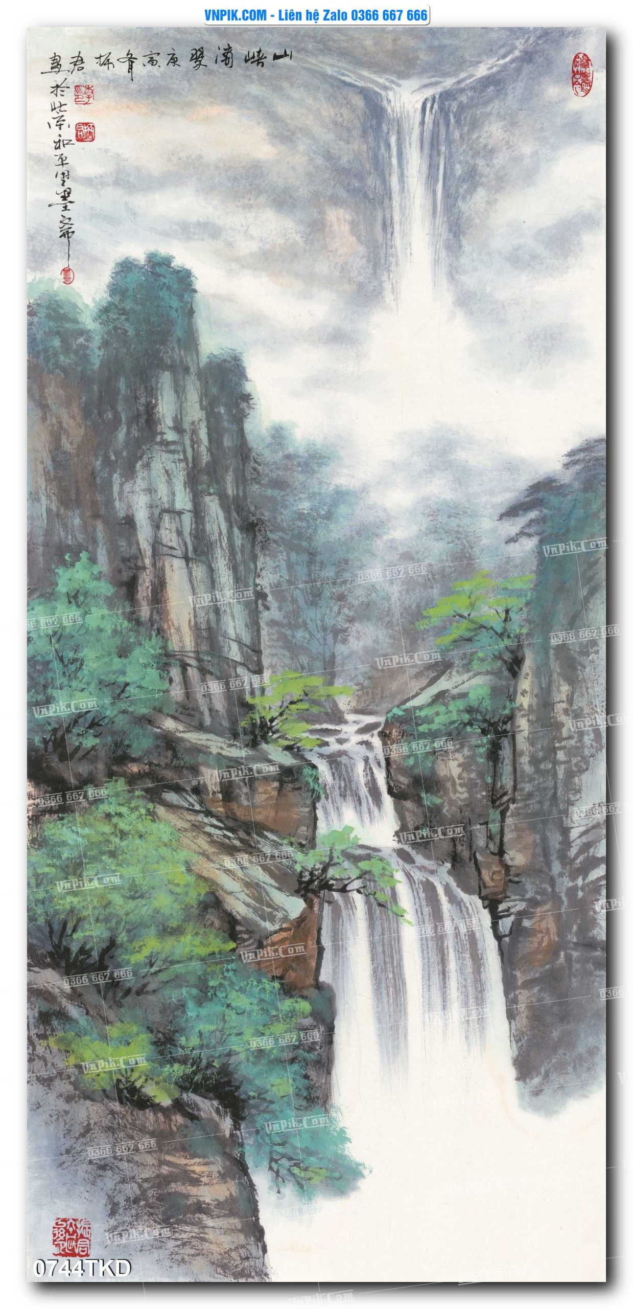 Tranh Khổ Dọc – Tranh Thác Nước – Tranh Phong Cảnh Đẹp – Tranh Treo Tường – Mã file 0744TKD