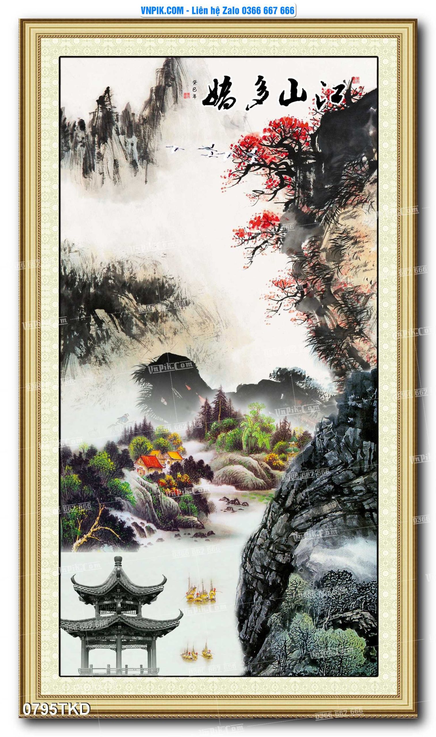 Tranh Khổ Dọc – Tranh Thác Nước – Tranh Phong Cảnh Đẹp – Tranh Treo Tường – Mã file 0795TKD