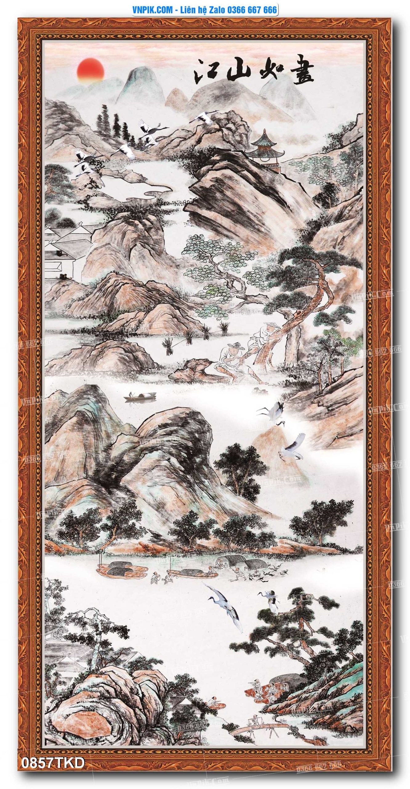 Tranh Khổ Dọc – Tranh Thác Nước – Tranh Phong Cảnh Đẹp – Tranh Treo Tường – Mã file 0857TKD