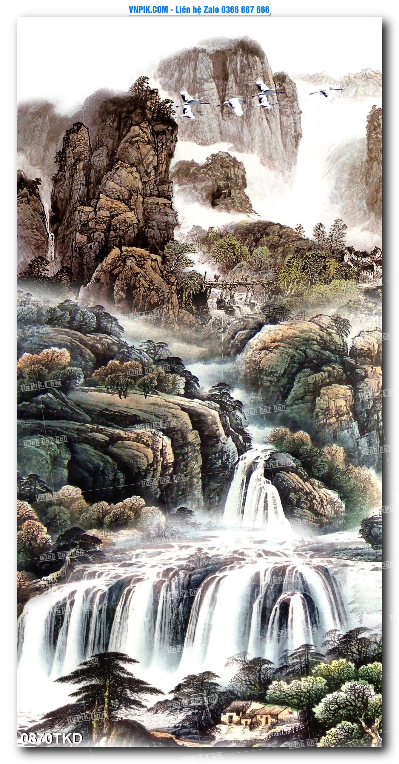 Tranh Khổ Dọc – Tranh Thác Nước – Tranh Phong Cảnh Đẹp – Tranh Treo Tường – Mã file 0870TKD