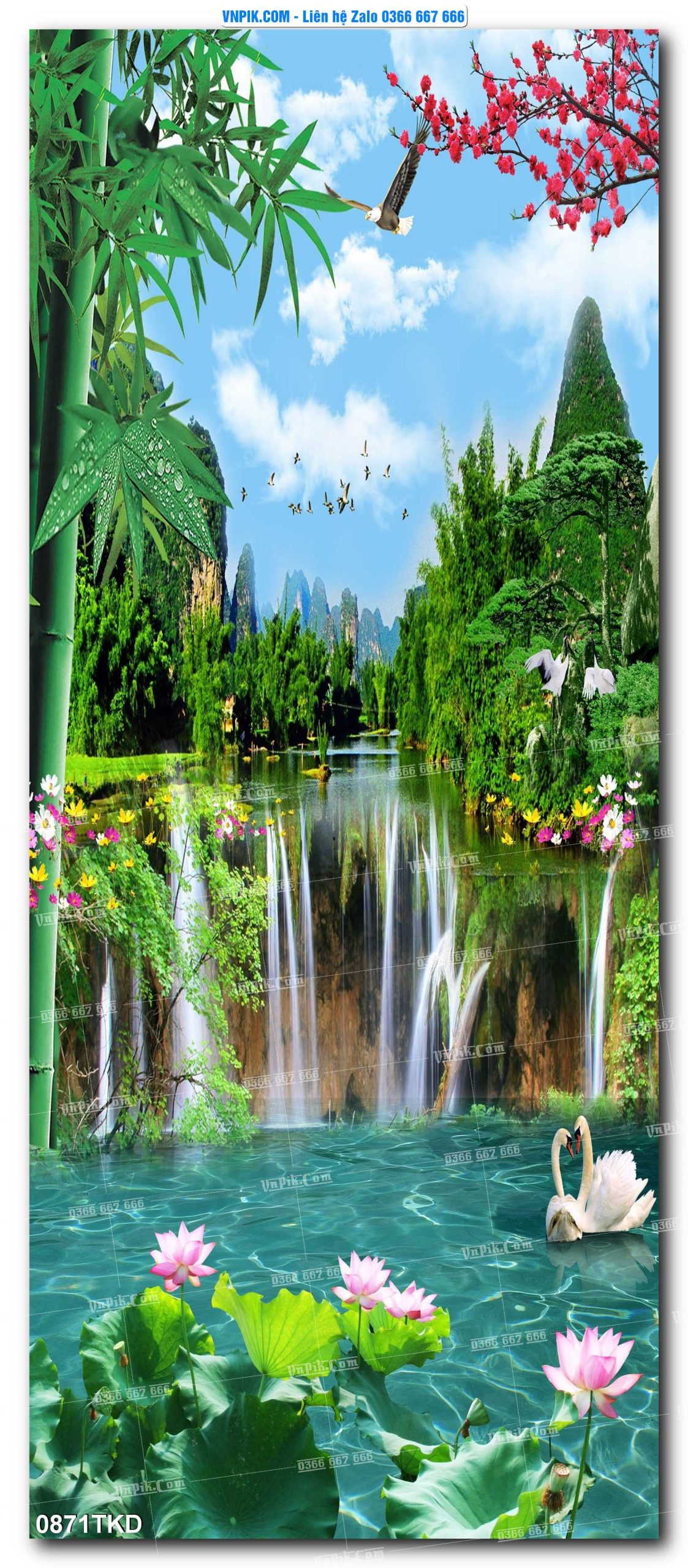Tranh Khổ Dọc – Tranh Thác Nước – Tranh Phong Cảnh Đẹp – Tranh Treo Tường – Mã file 0871TKD