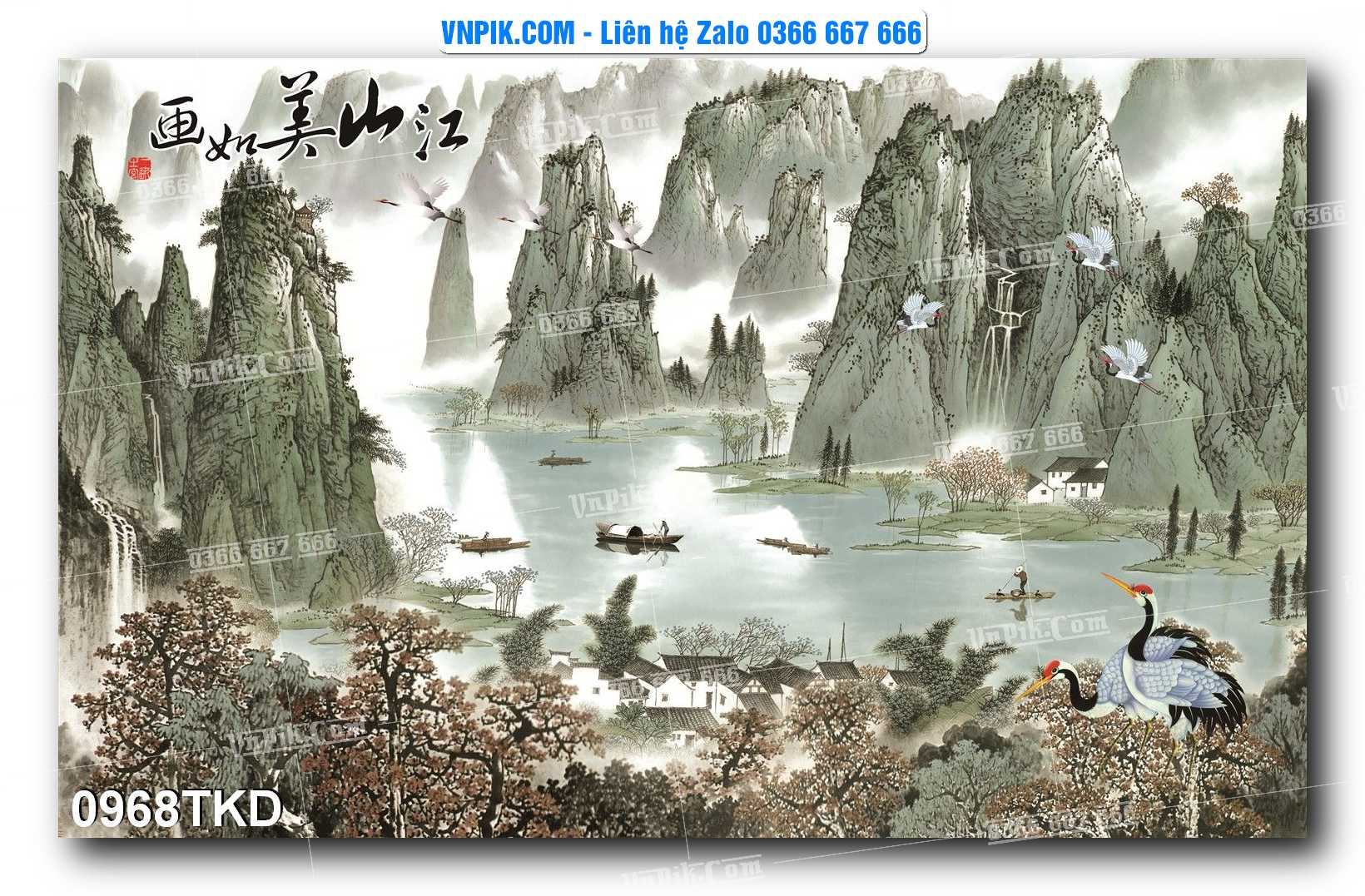 Tranh Khổ Dọc – Tranh Thác Nước – Tranh Phong Cảnh Đẹp – Tranh Treo Tường – Mã file 0968TKD