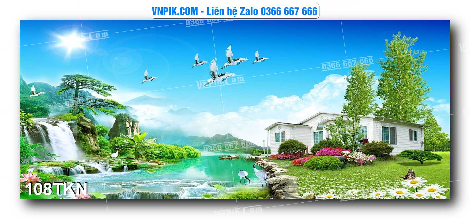 File PSD Vector Tranh Khổ Ngang – Tranh Thác Nước – Tranh Phong Cảnh Đẹp – Mã file 108TKN