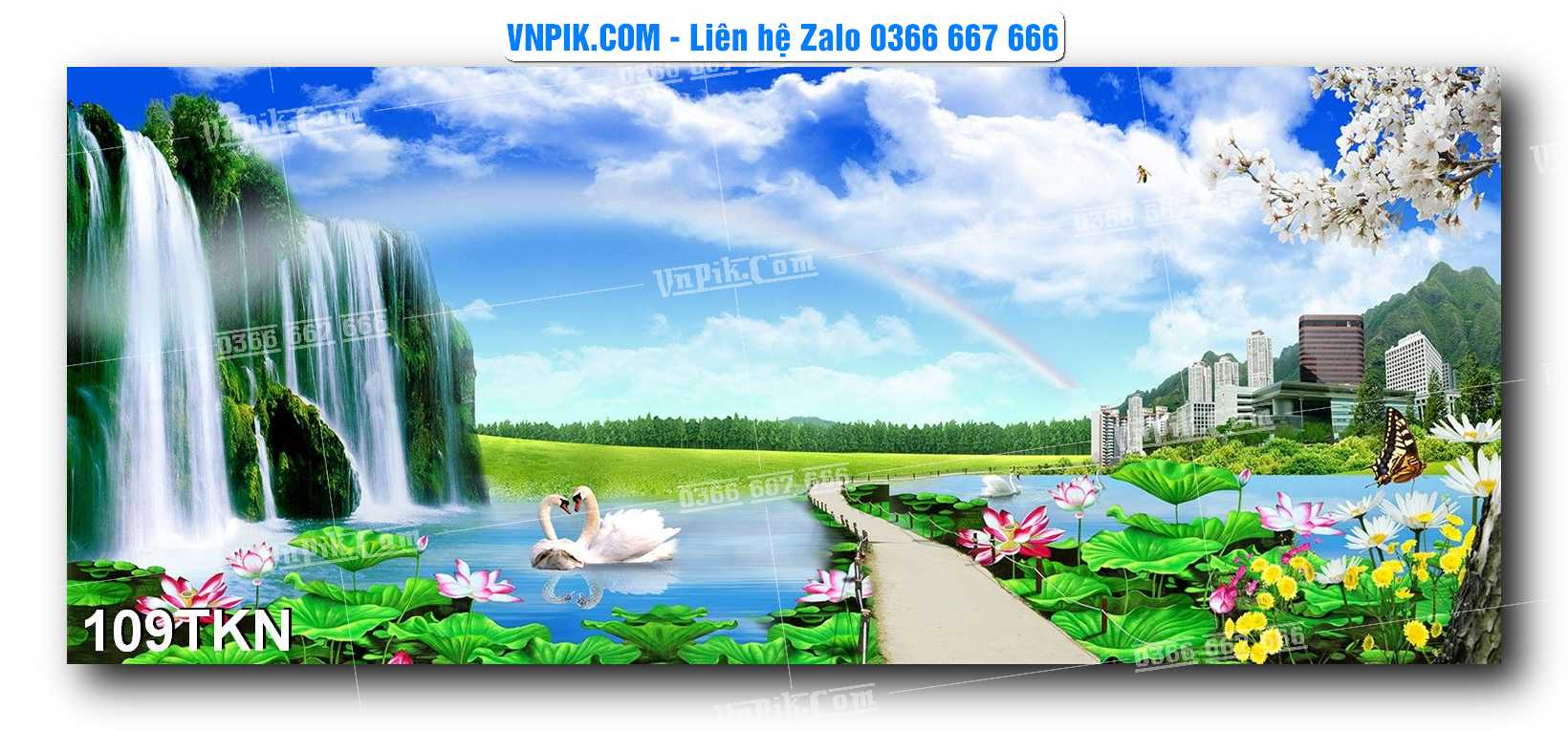 File PSD Vector Tranh Khổ Ngang – Tranh Thác Nước – Tranh Phong Cảnh Đẹp – Mã file 109TKN