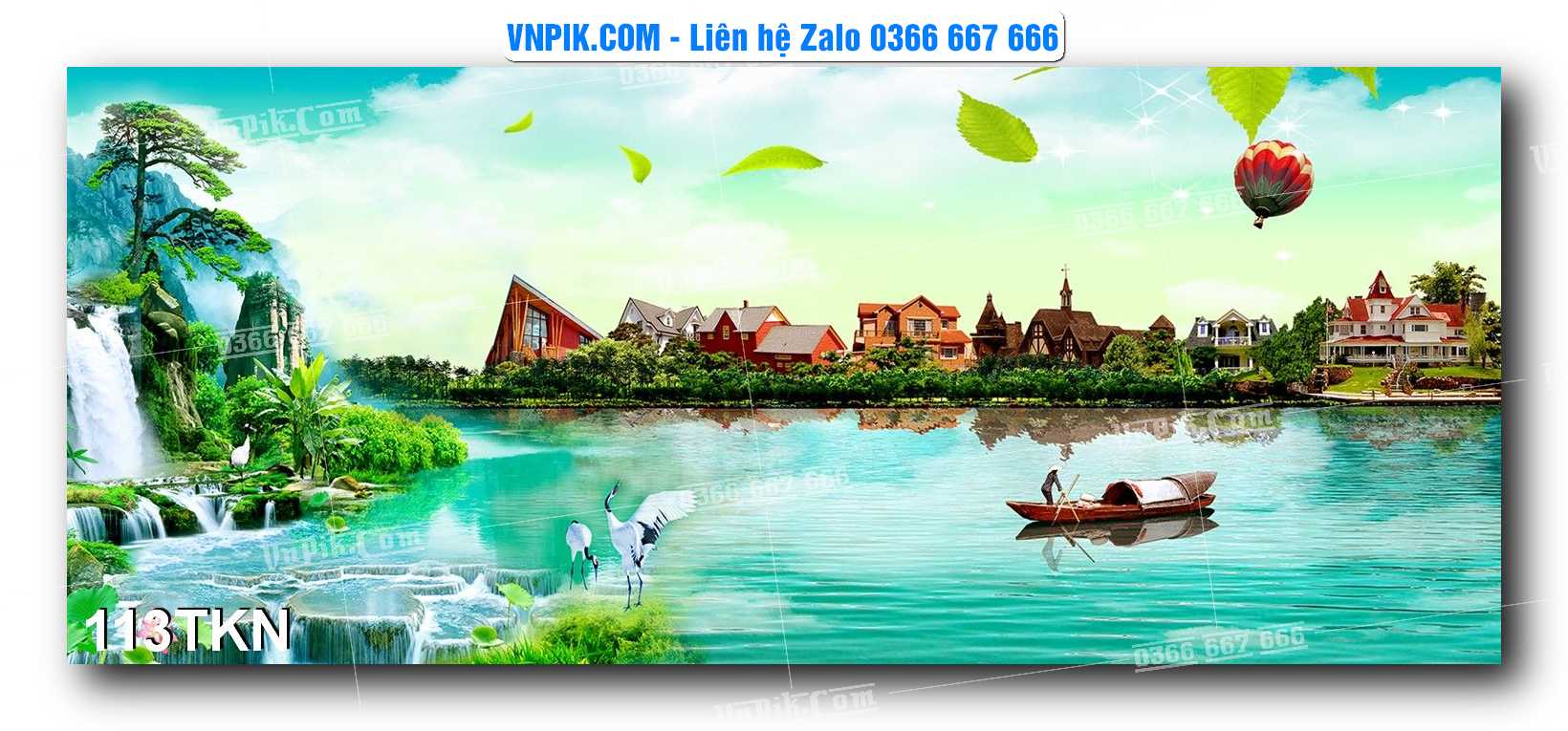File PSD Vector Tranh Khổ Ngang – Tranh Thác Nước – Tranh Phong Cảnh Đẹp – Mã file 113TKN