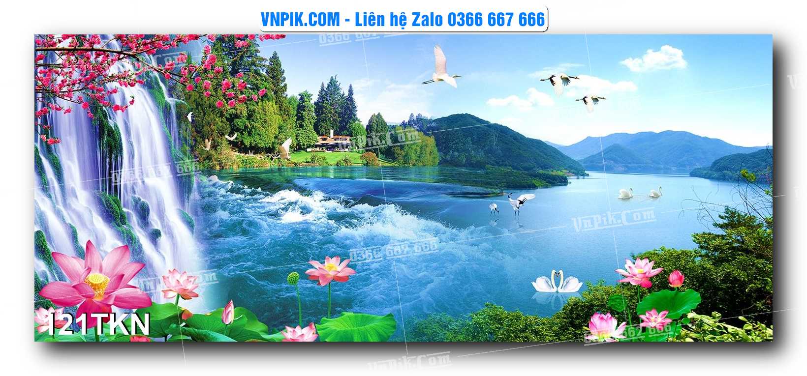 File PSD Vector Tranh Khổ Ngang – Tranh Thác Nước – Tranh Phong Cảnh Đẹp – Mã file 121TKN