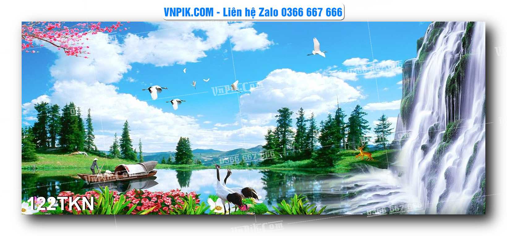 File PSD Vector Tranh Khổ Ngang – Tranh Thác Nước – Tranh Phong Cảnh Đẹp – Mã file 122TKN