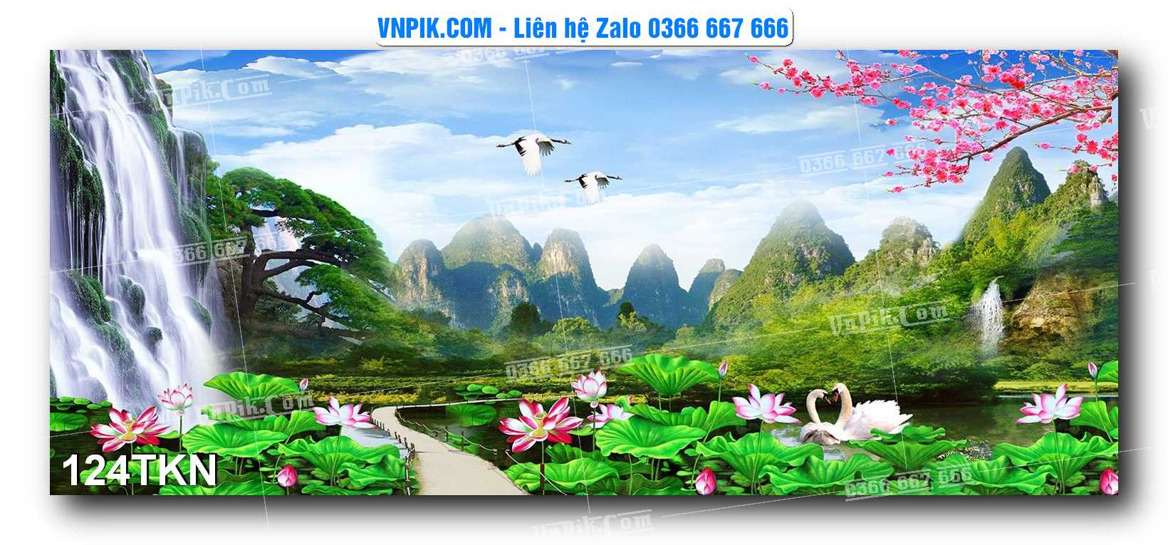 File PSD Vector Tranh Khổ Ngang – Tranh Thác Nước – Tranh Phong Cảnh Đẹp – Mã file 124TKN