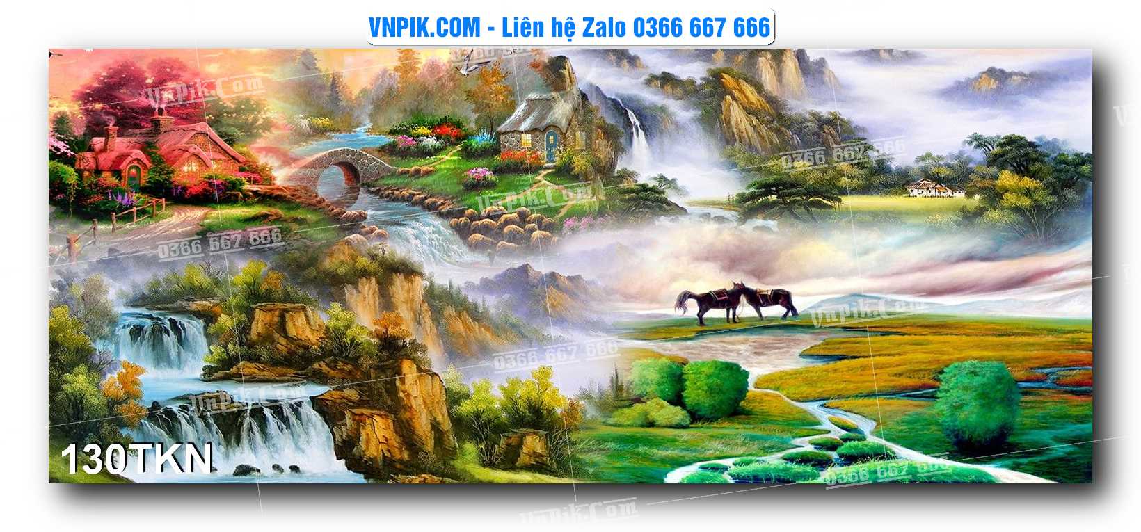 File PSD Vector Tranh Khổ Ngang – Tranh Thác Nước – Tranh Phong Cảnh Đẹp – Mã file 130TKN