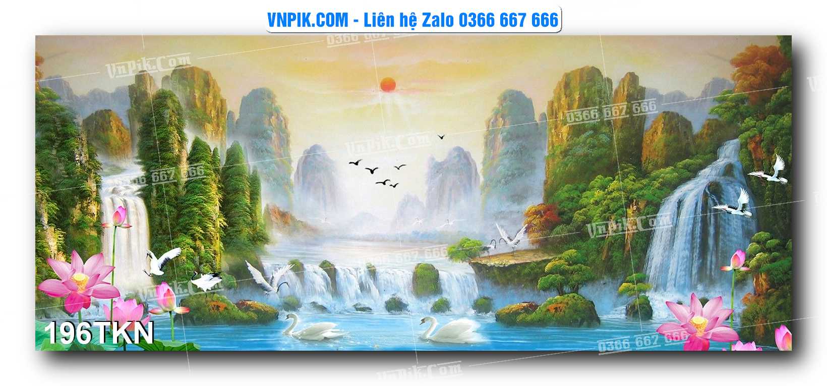 File PSD Vector Tranh Khổ Ngang – Tranh Thác Nước – Tranh Phong Cảnh Đẹp – Mã file 196TKN