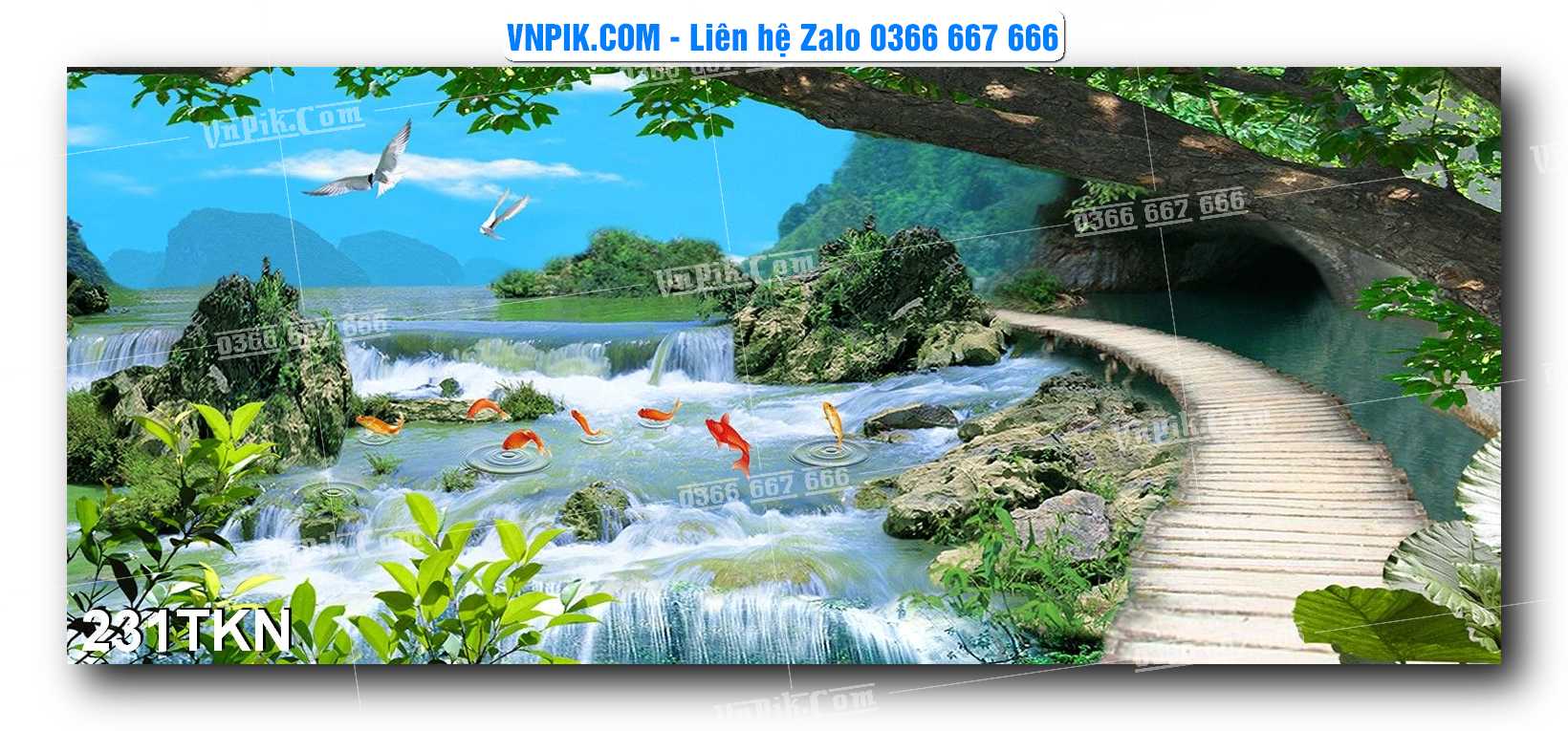 File PSD Vector Tranh Khổ Ngang – Tranh Thác Nước – Tranh Phong Cảnh Đẹp – Mã file 231TKN