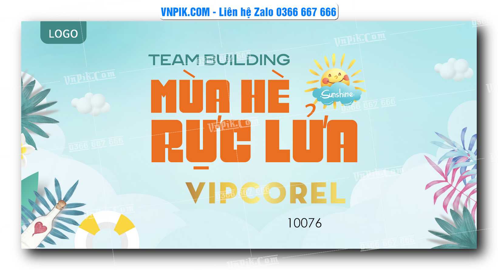 Backdrop Team Building Mùa hè rực rỡ 2024 corel