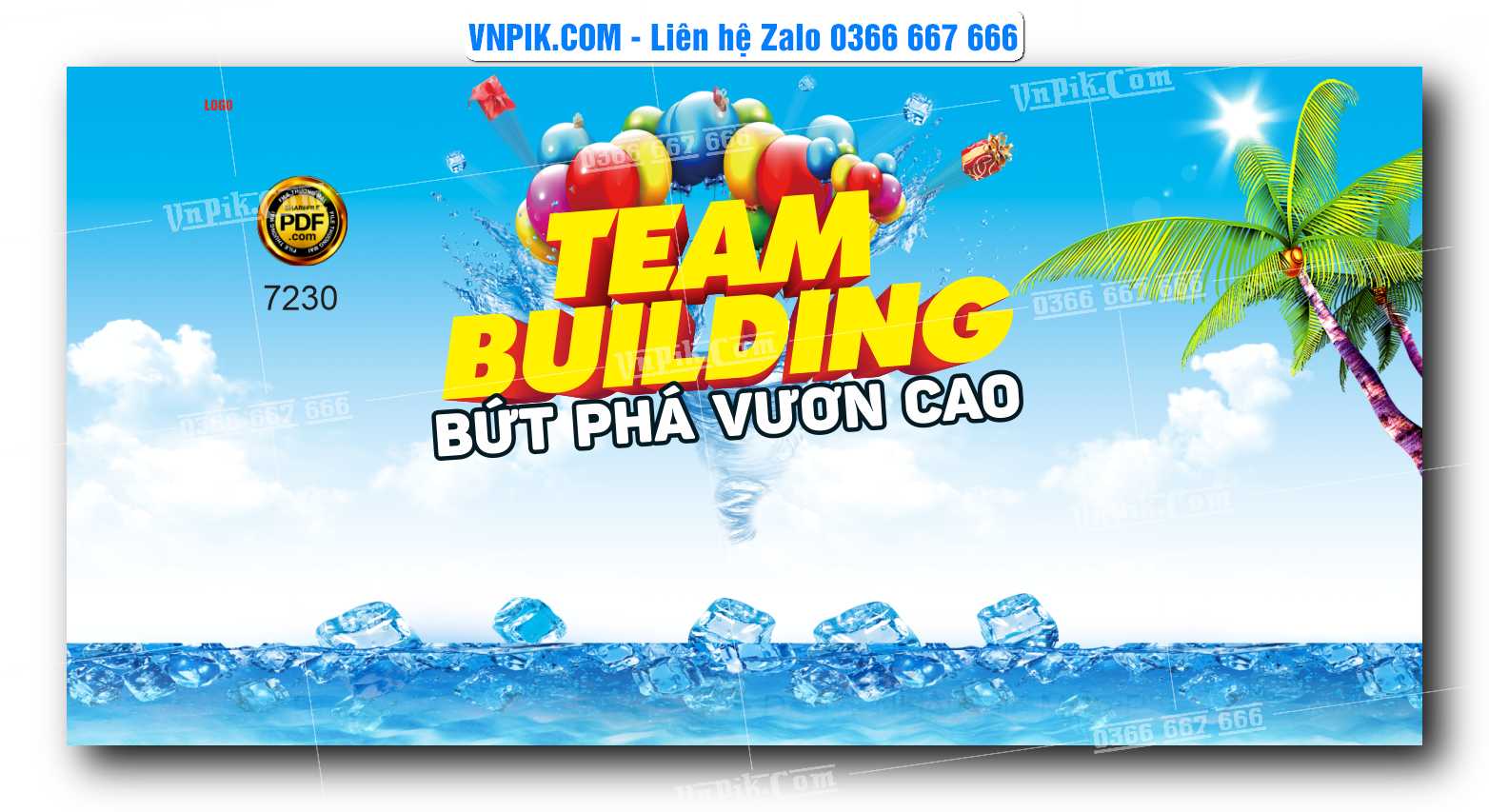 Backdrop Team building bứt phá vươn cao file corel