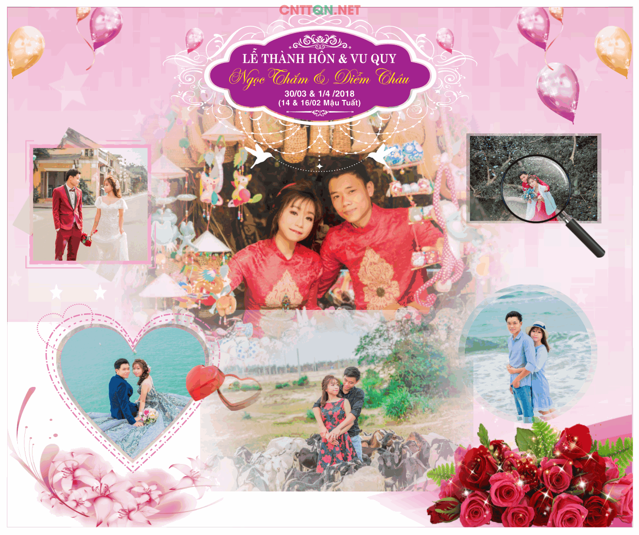 Backdrop lễ thành hôn nền hoa hồng #2 file CDR