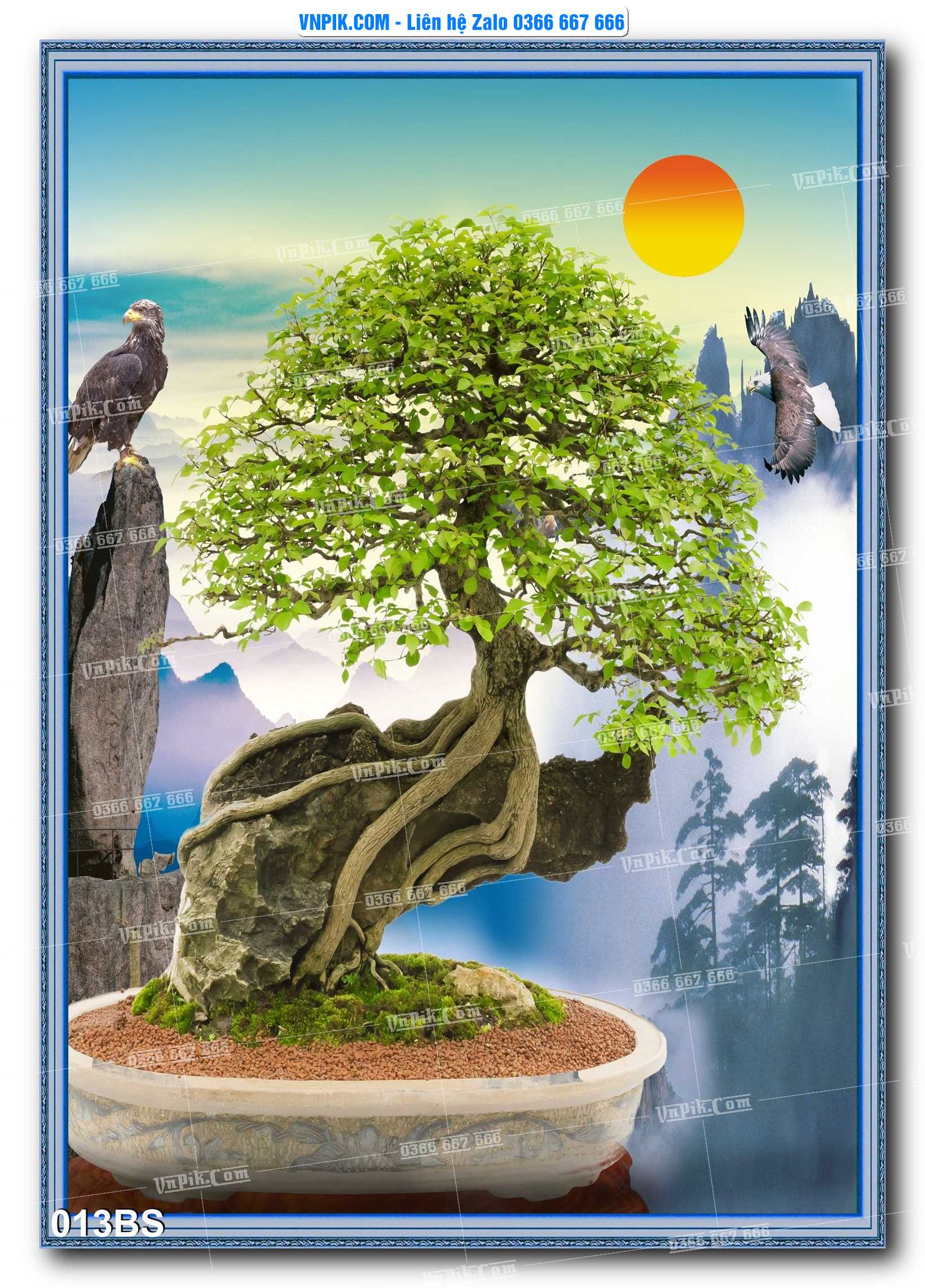 File PSD Tranh Bon Sai Cây Cảnh Trang Trí Siêu Đẹp Mã File 013BS