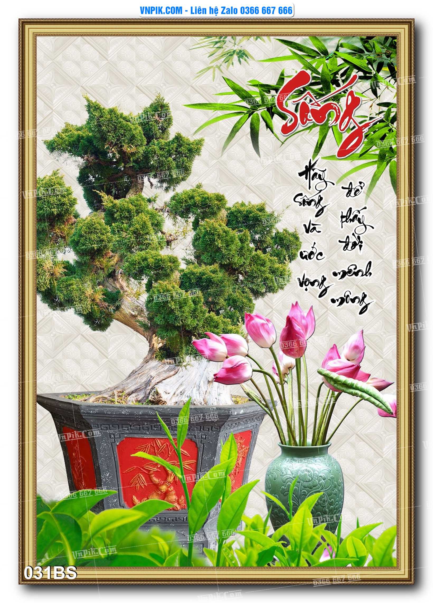 File PSD Tranh Bon Sai Cây Cảnh Trang Trí Siêu Đẹp Mã File 031BS