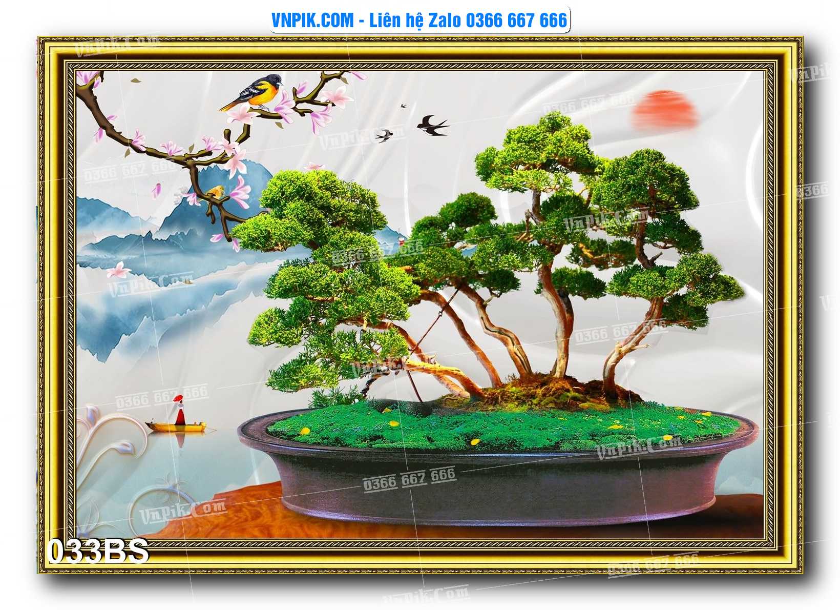 File PSD Tranh Bon Sai Cây Cảnh Trang Trí Siêu Đẹp Mã File 033BS